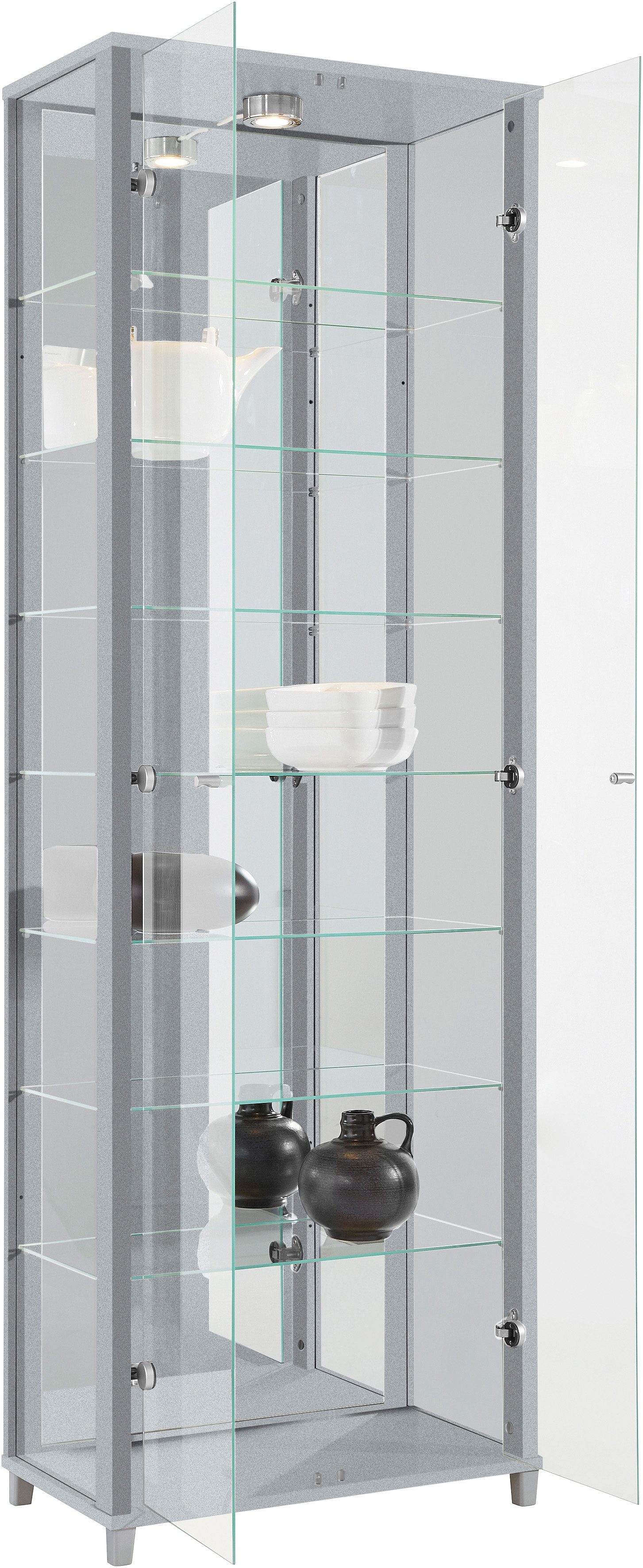 fif möbel Vitrinekast OPTIMA Staande vitrine/glasvitrine met 2 glazen deuren, perfect voor verzamelaars, verzamelvitrine