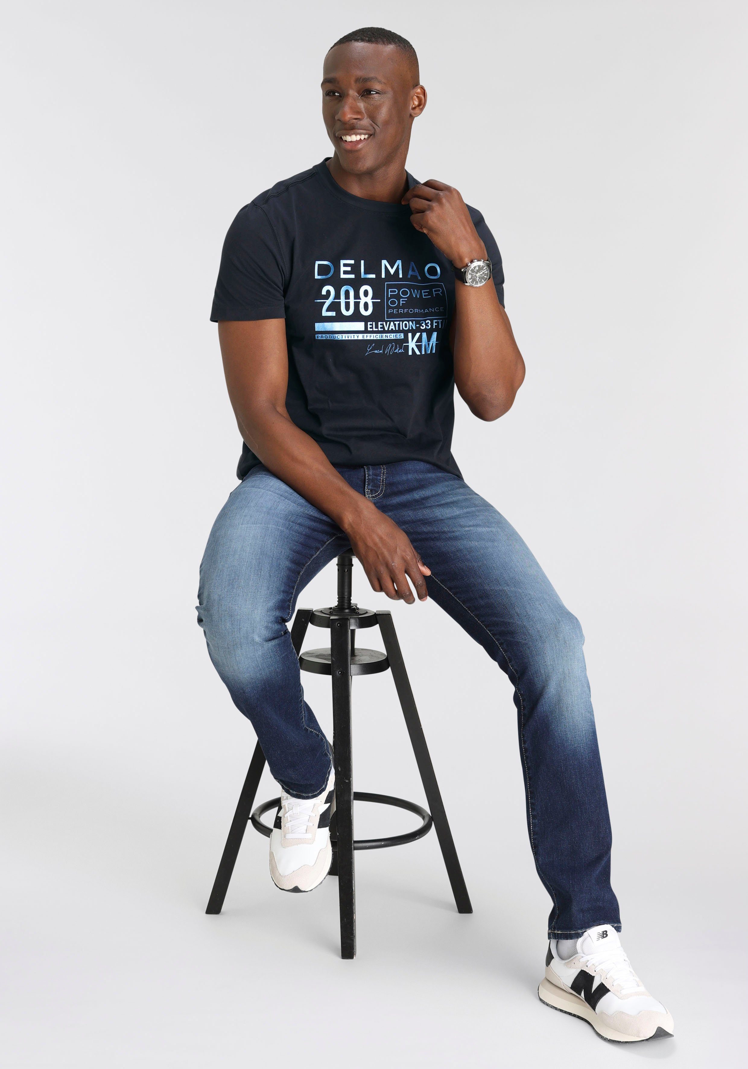 DELMAO T-shirt Korte mouw, bedrukt, ronde hals, van 100% katoen