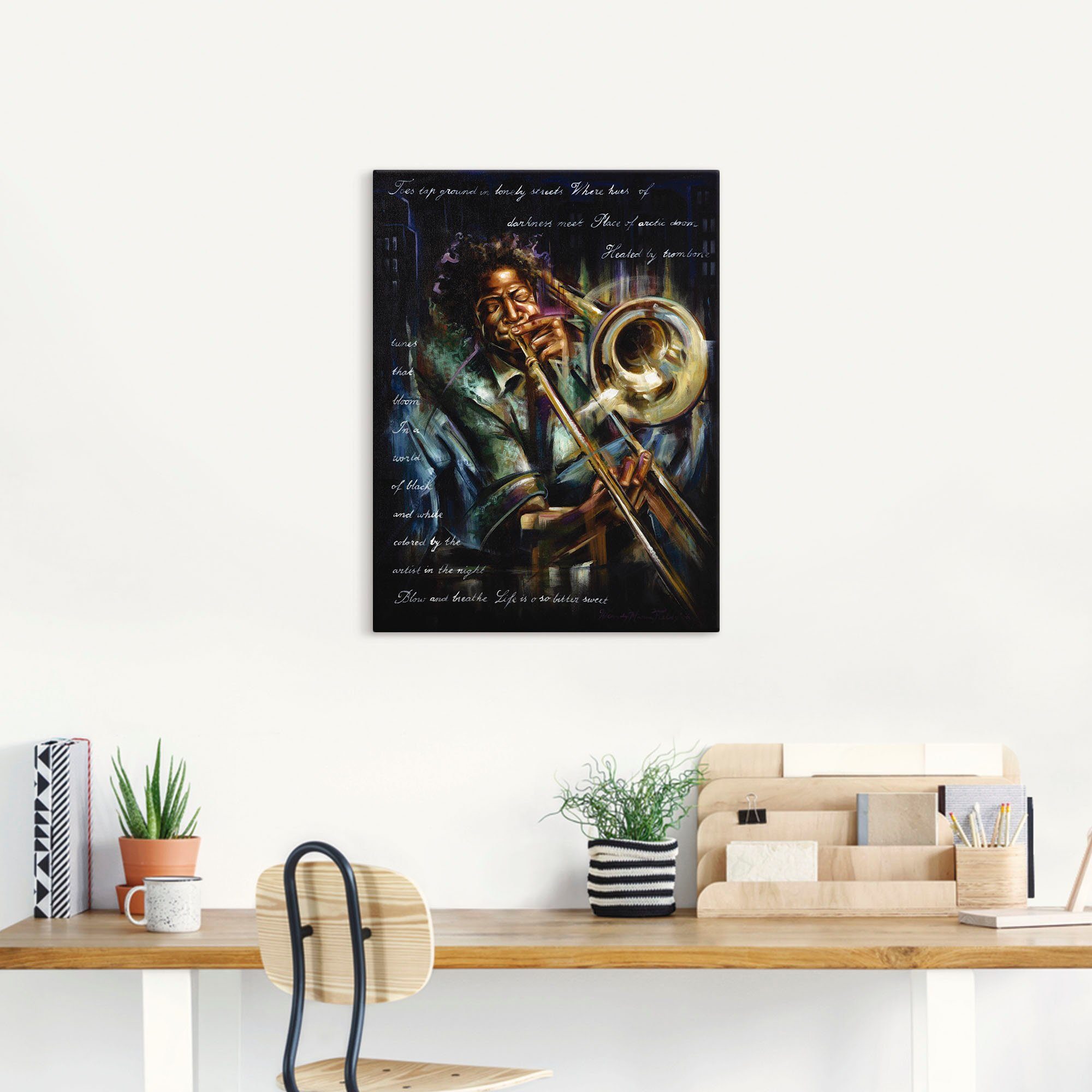 Artland Artprint op linnen Trombonemelodieën gespannen op een spieraam