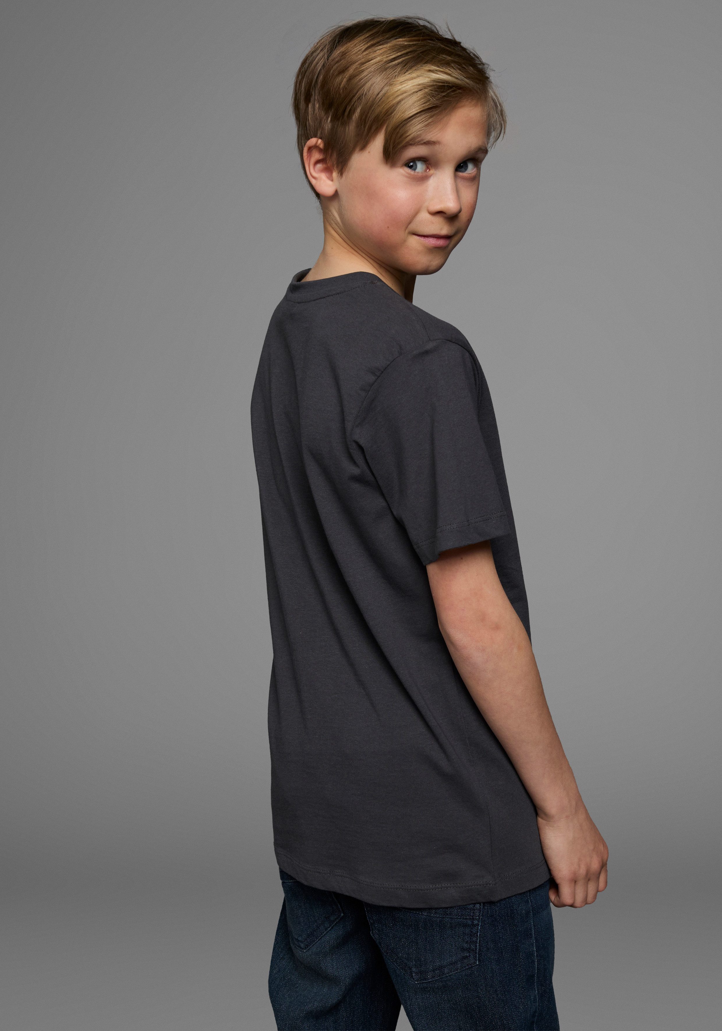KIDSWORLD T-shirt Ich bin nicht stur Korte mouwen, met ronde hals, met trendy opdruk