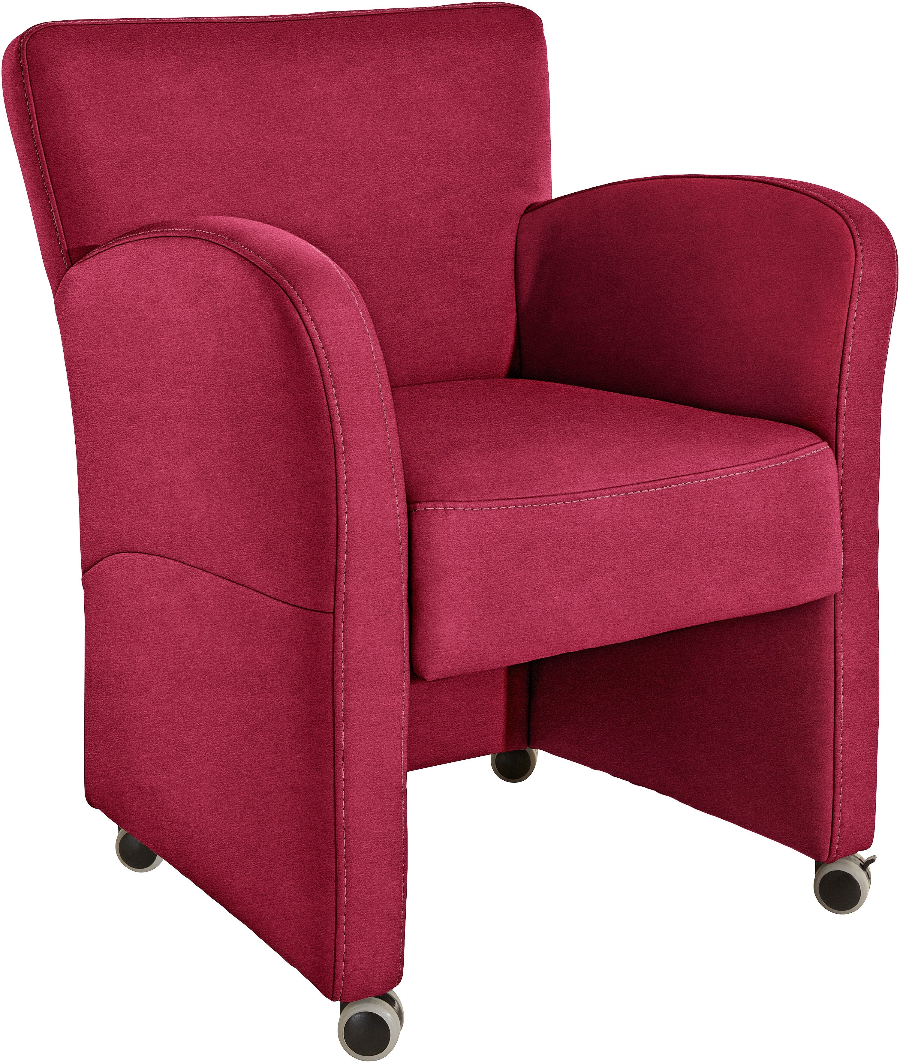 exxpo - sofa fashion Fauteuil Cortado, loungestoel op wielen, smalle armleuningen, comfortabel fauteuils maat Luxe-microvezel rood