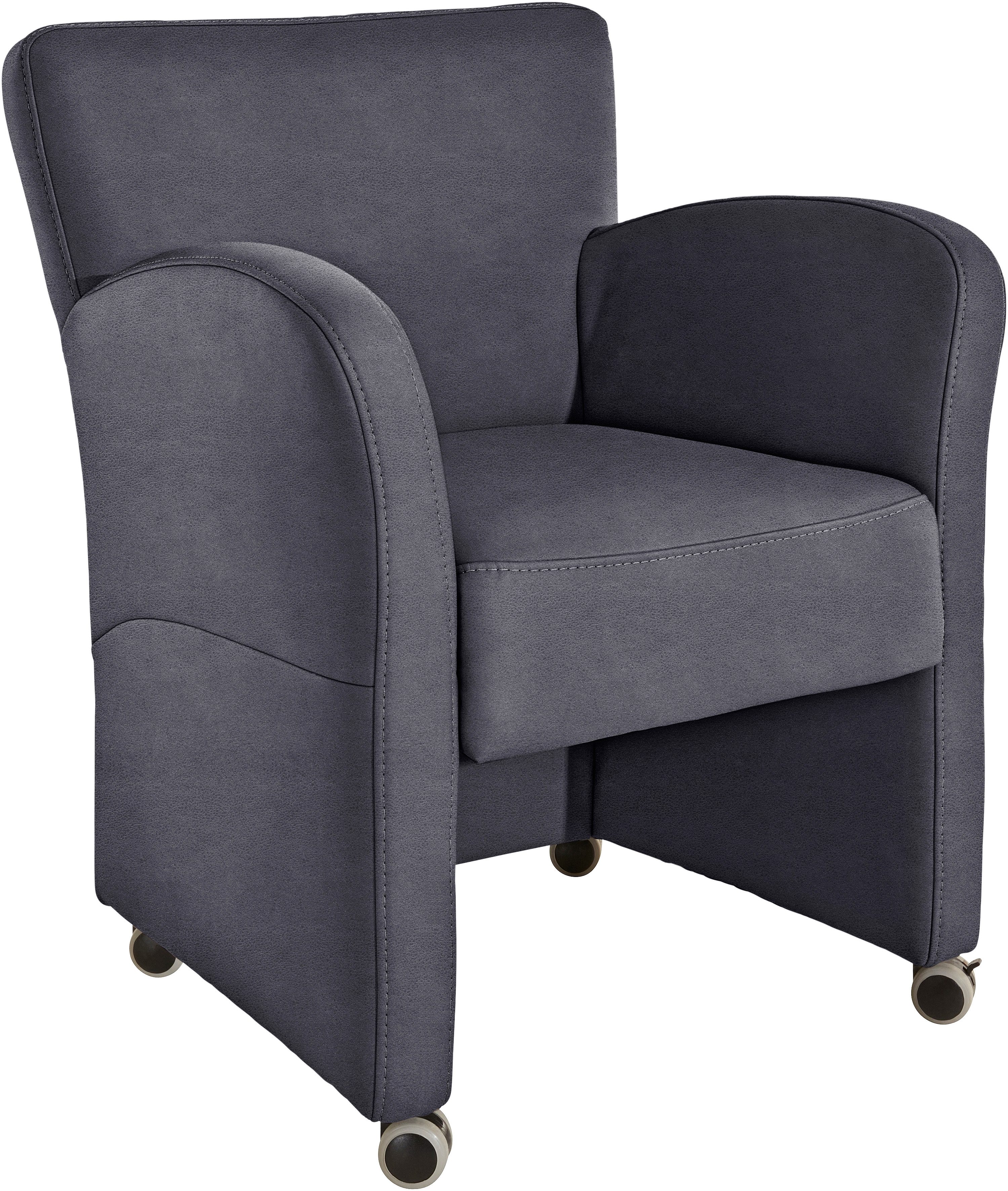 exxpo - sofa fashion Fauteuil Cortado, loungestoel op wielen, smalle armleuningen, comfortabel fauteuils maat Luxe-microvezel grijs