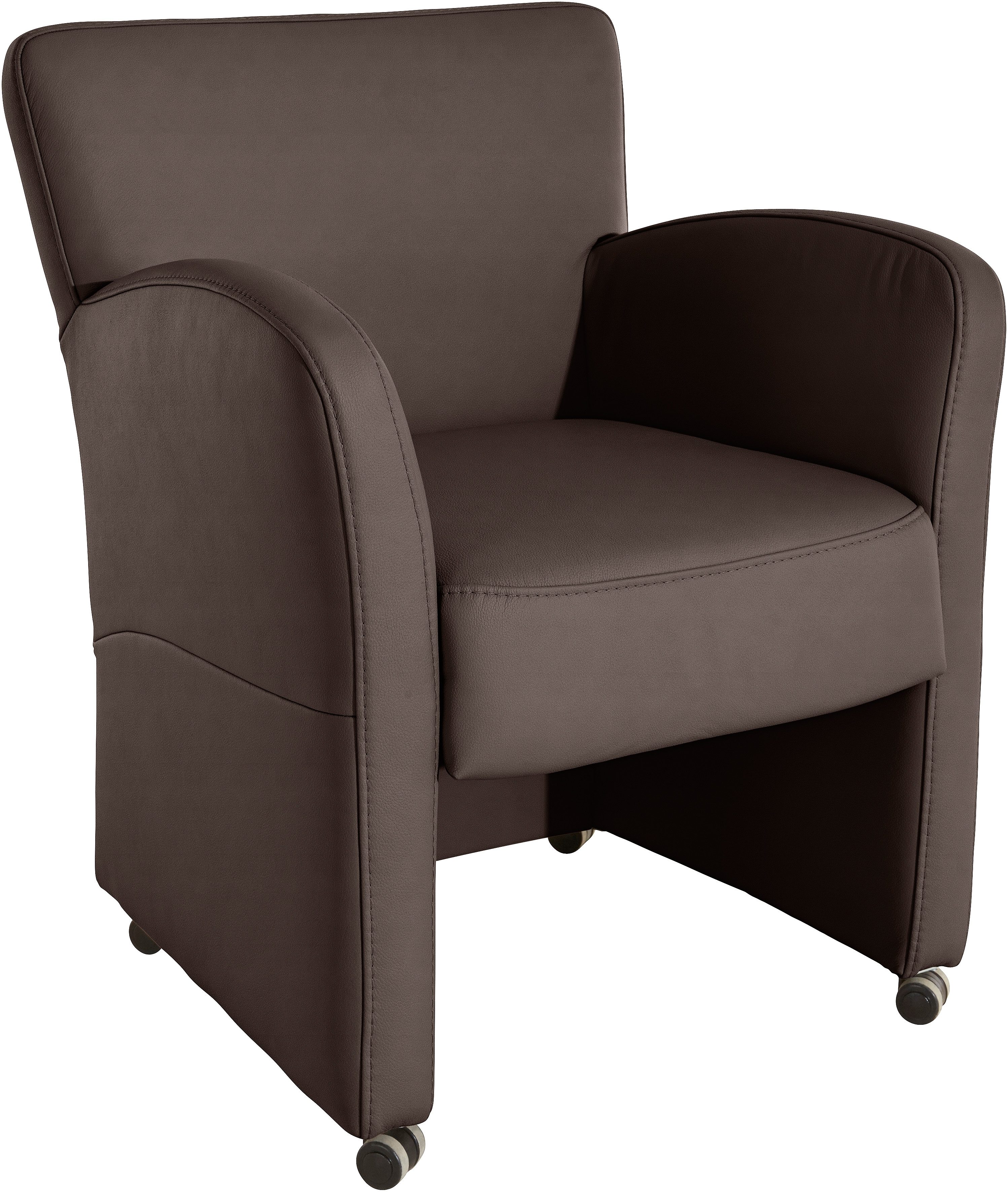 exxpo - sofa fashion Fauteuil Cortado, loungestoel op wielen, smalle armleuningen, comfortabel fauteuils bruin