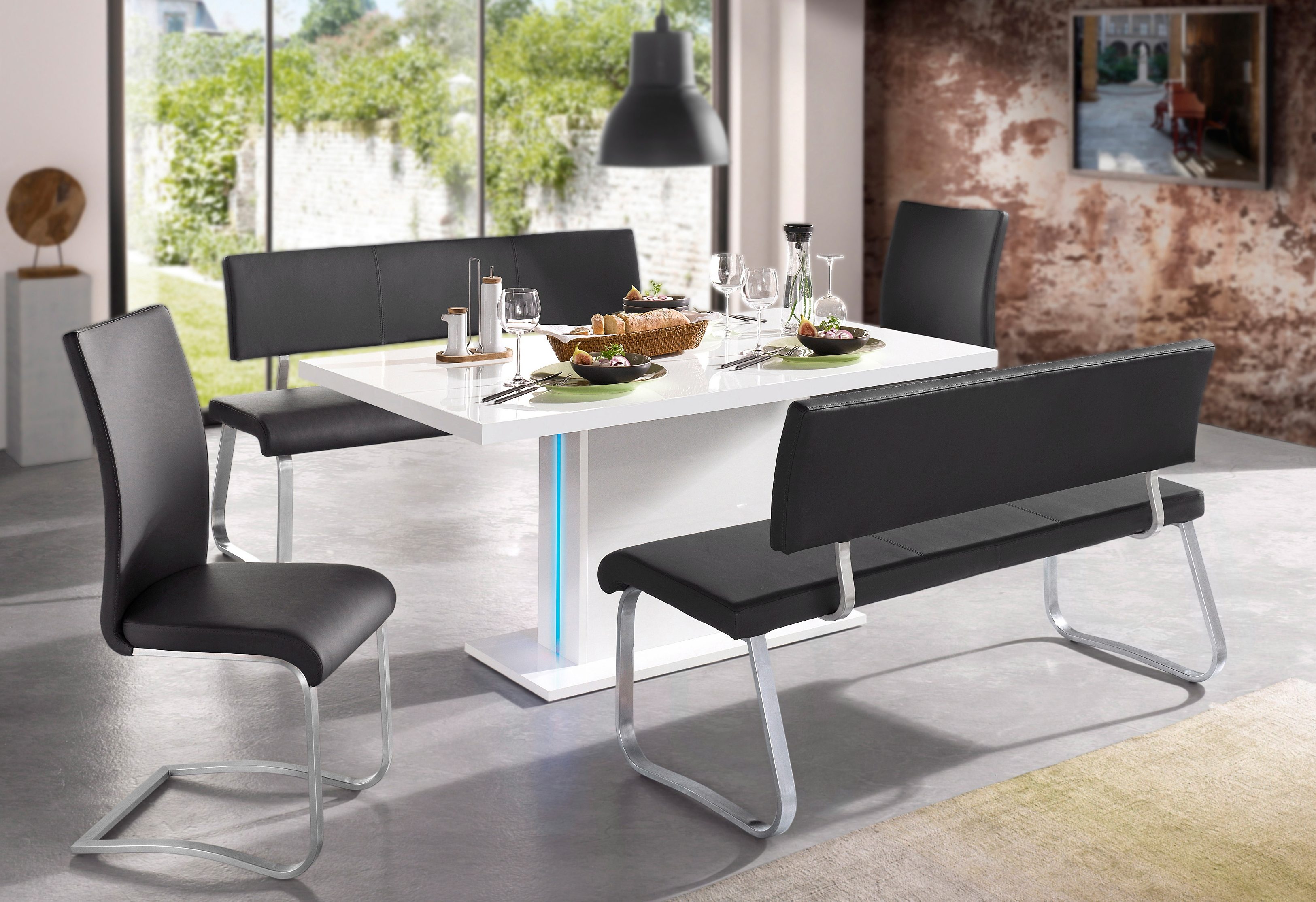 MCA furniture Vrijdragende stoel Arco Stoel overtrokken met echt leer, belastbaar tot 130 kg (2 stuks)