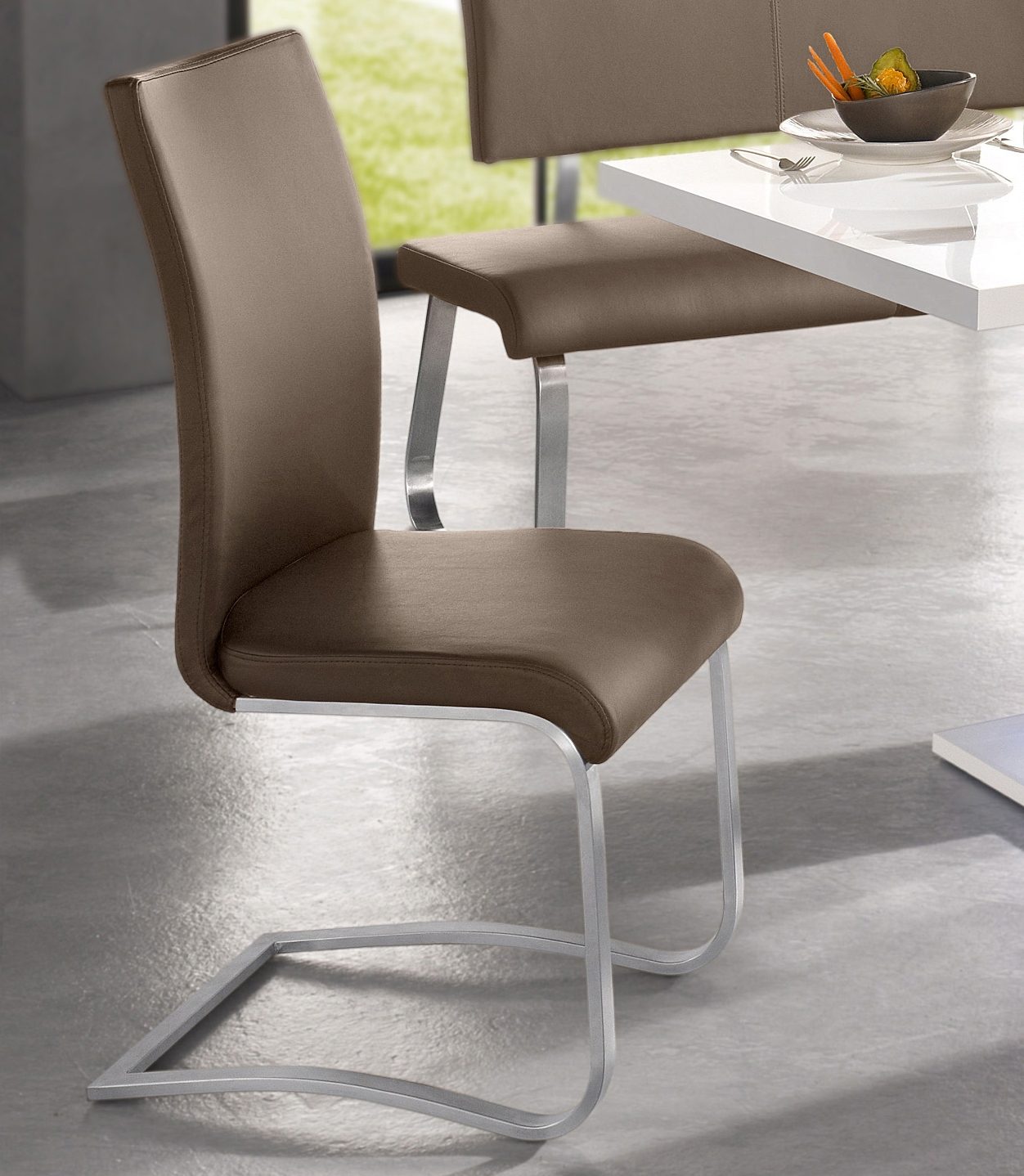 MCA furniture Vrijdragende stoel Arco Stoel overtrokken met echt leer, belastbaar tot 130 kg (2 stuks)