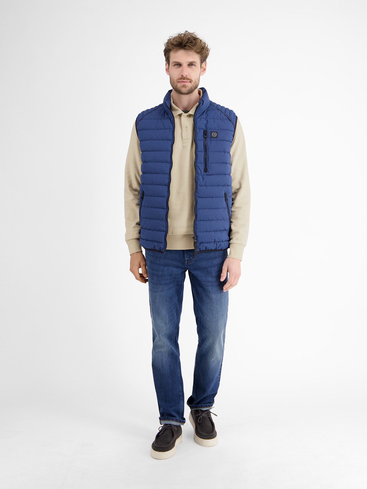 Lerros Poloshirt met lange mouwen LERROS Sweat-poloshirt voor heren