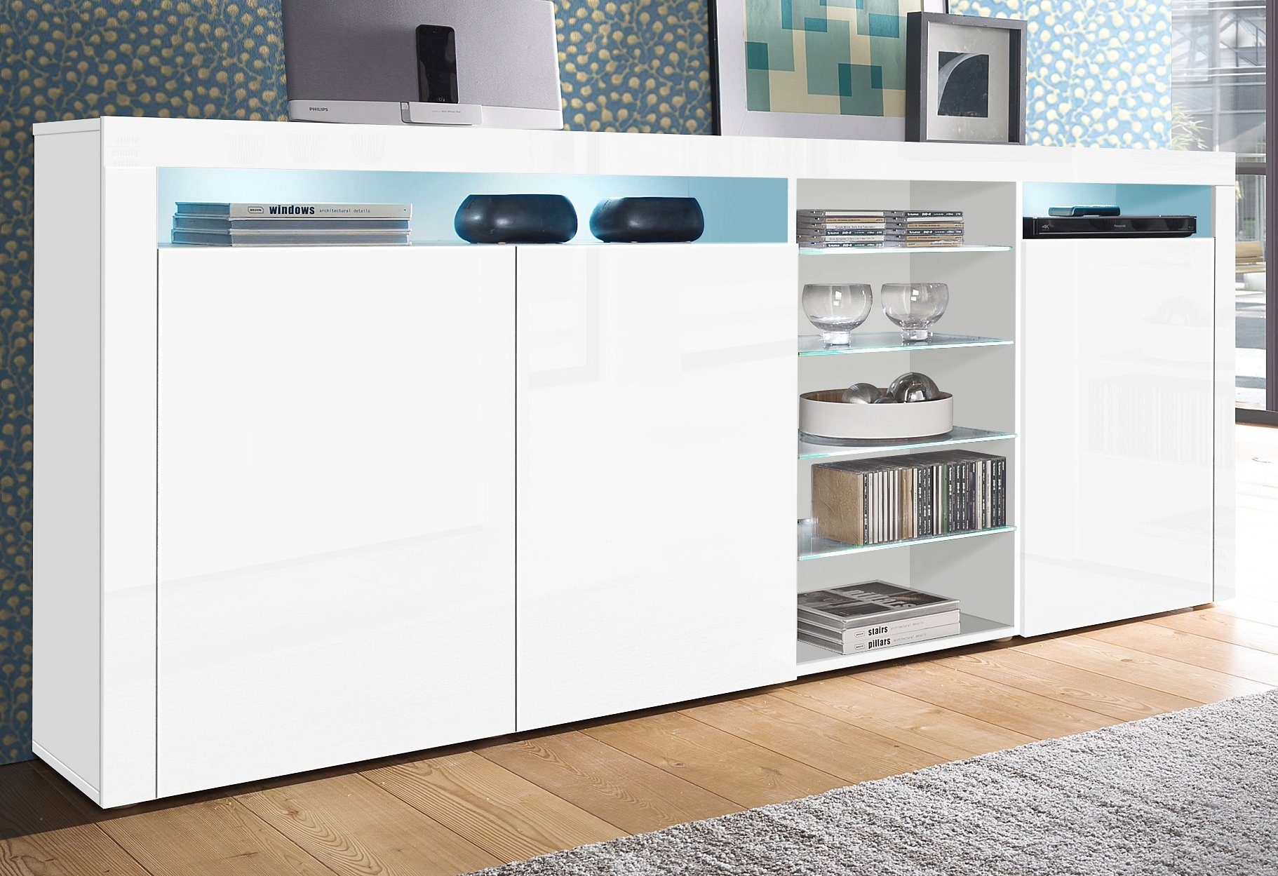borchardt Möbel Highboard Santa Fe Breedte 200 cm highboards maat 200x35x89 cm wit