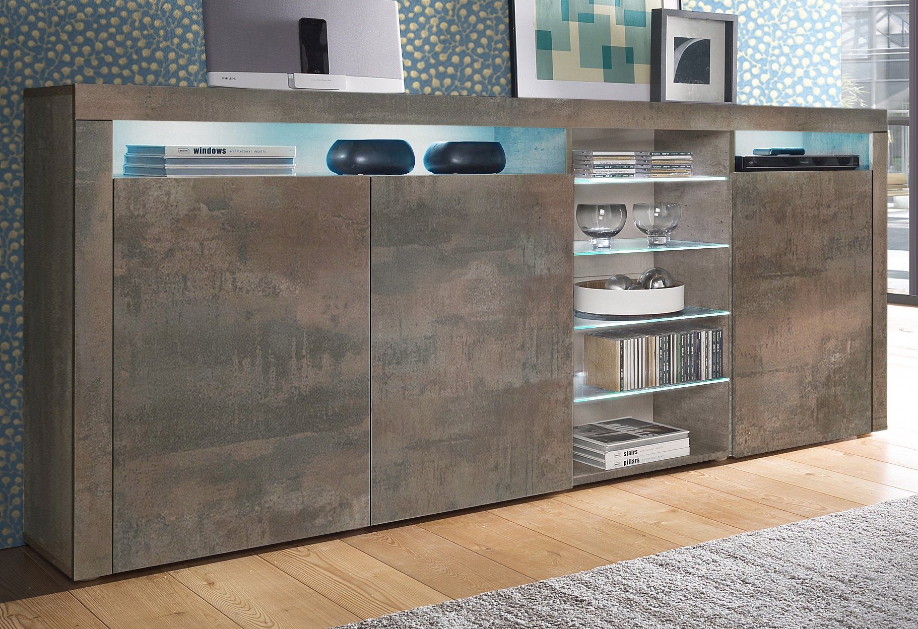 borchardt Möbel Highboard Santa Fe Breedte 200 cm highboards maat 200x35x89 cm bruin