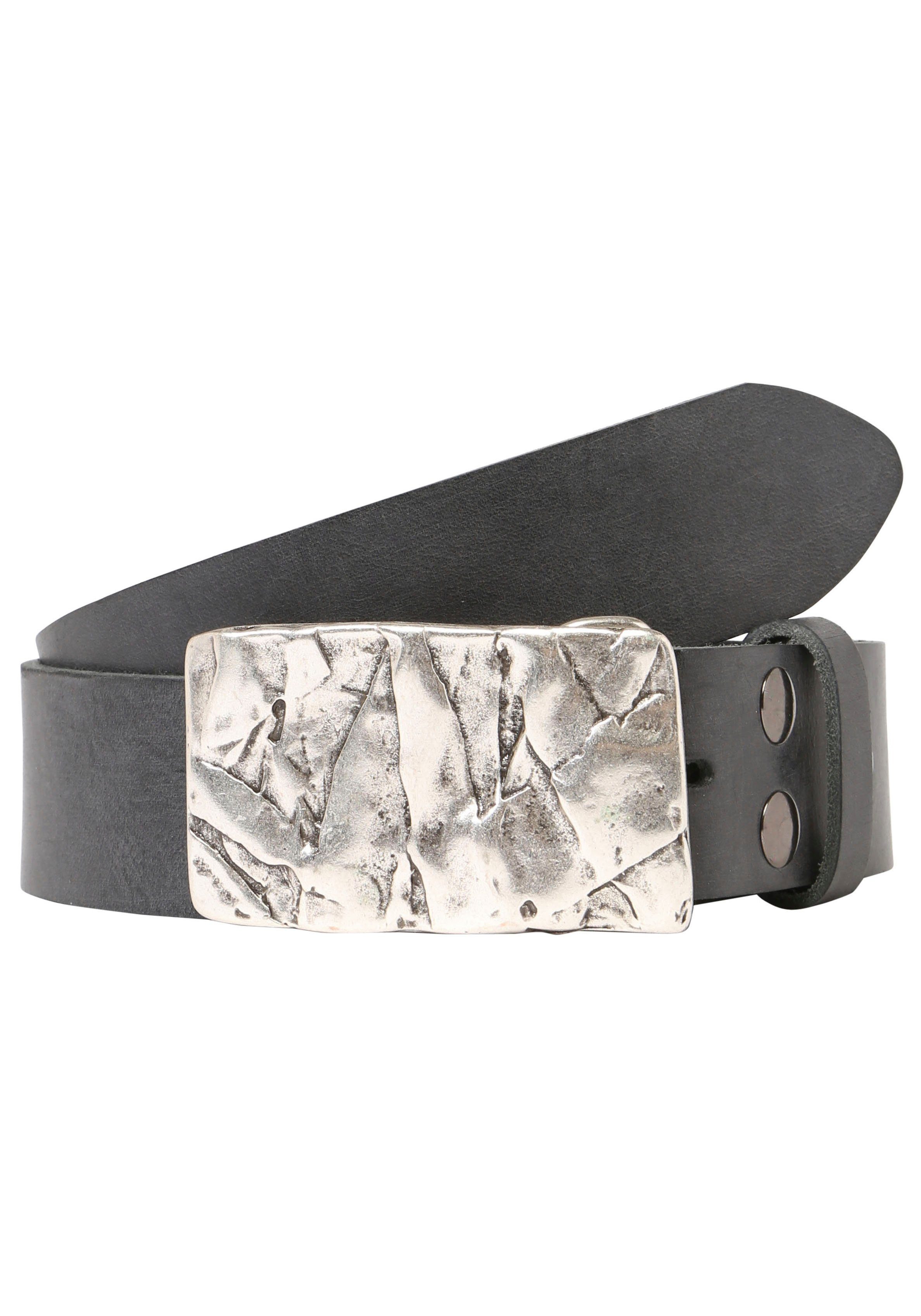 RETTUNGSRING by showroom 019° Leren riem met verwisselbare sluiting "rotswand zilver" unisex riemen maat 105 grijs