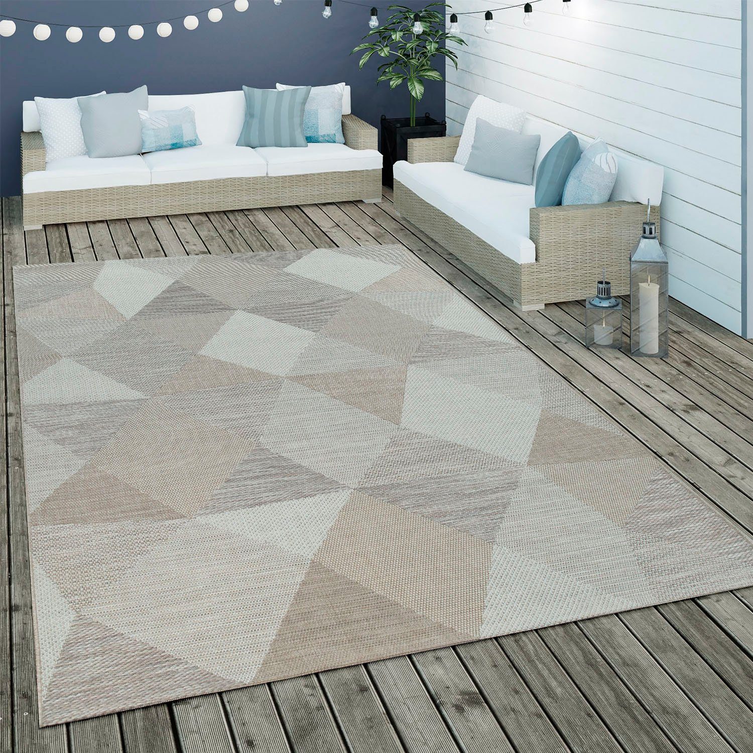 Paco Home Vloerkleed Kortrijk 743 Platweefsel, modern design, pastelkleuren, geschikt voor binnen en buiten