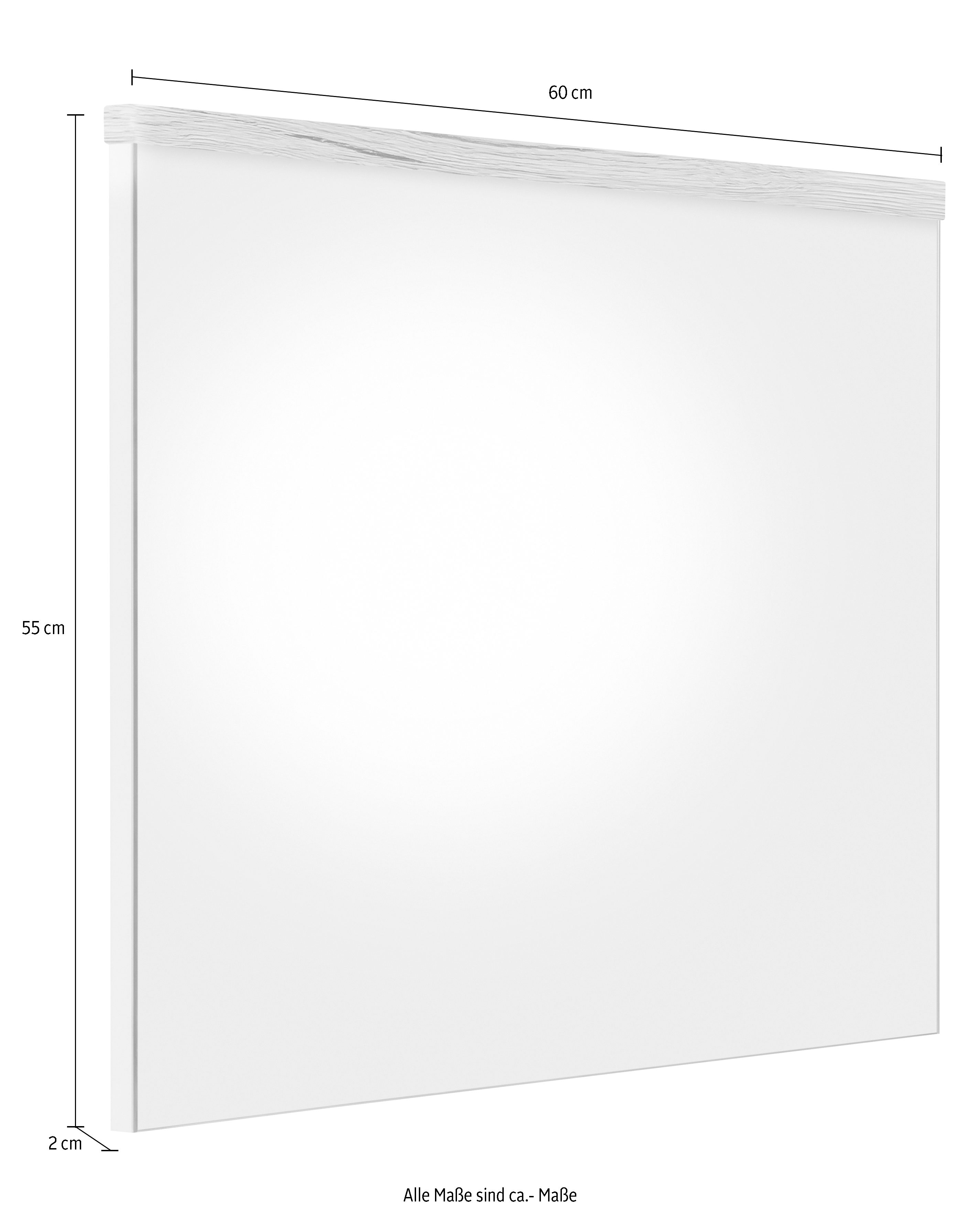 welltime Badspiegel Toulon Wandspiegel met echt houtlook-detail - afmetingen (B/D/H) 60/2/55 cm