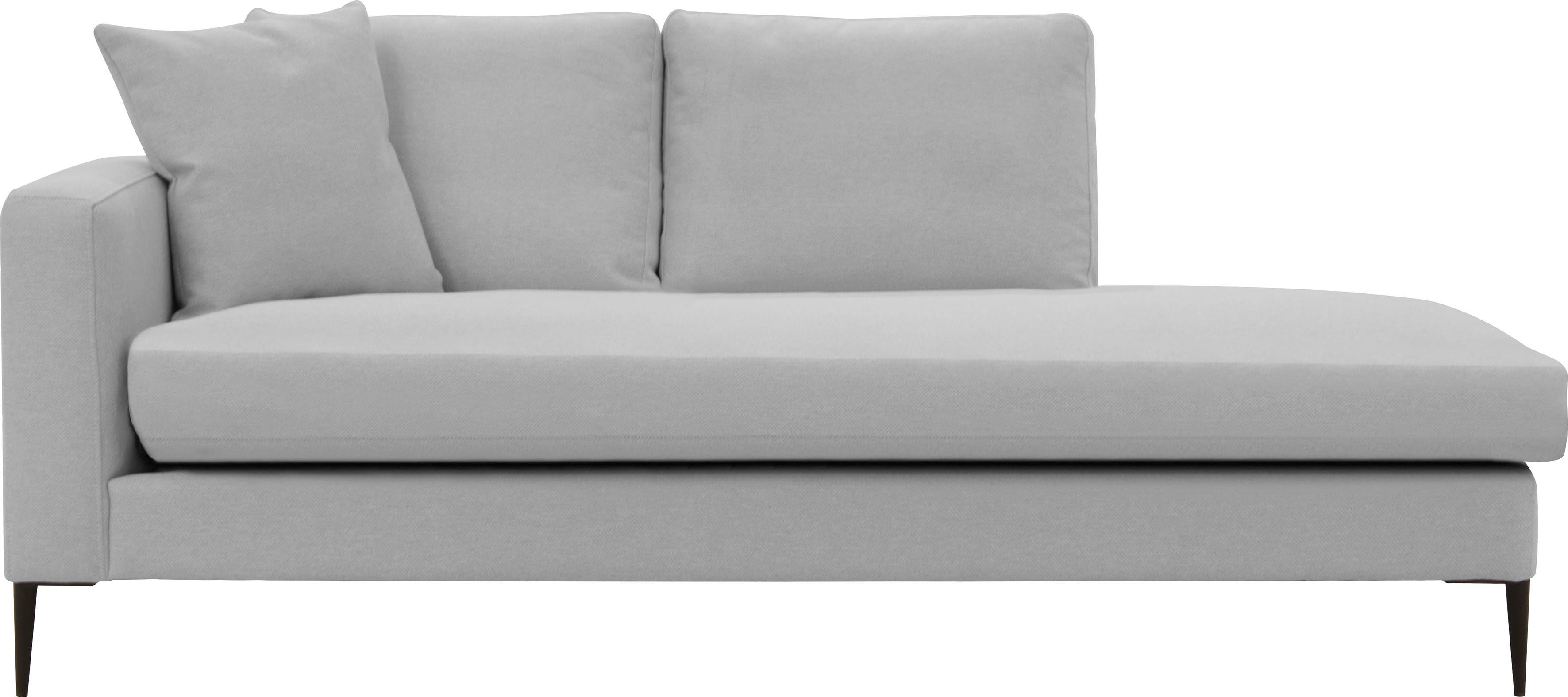 Leonique Récamier Cozy chaise longue, afmetingen B/D/H: 195/97/80 cm met los kussen en metalen poten, armleuning naar keuze links of rechts
