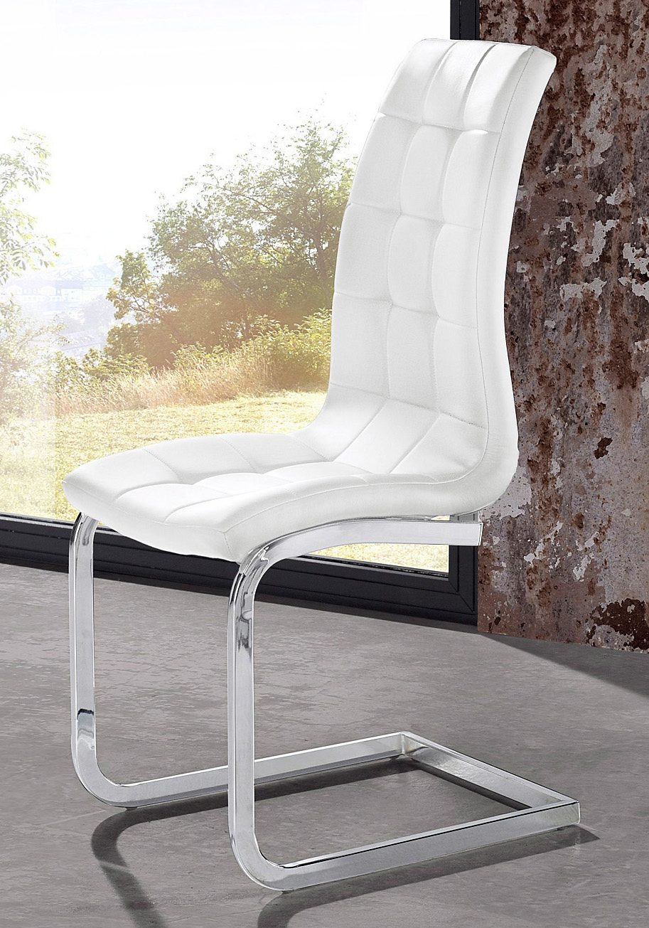 INOSIGN Vrijdragende stoel Lola set van 2 of 4, bekleding van imitatieleer of fluweelstof, chroom metalen frame (set)
