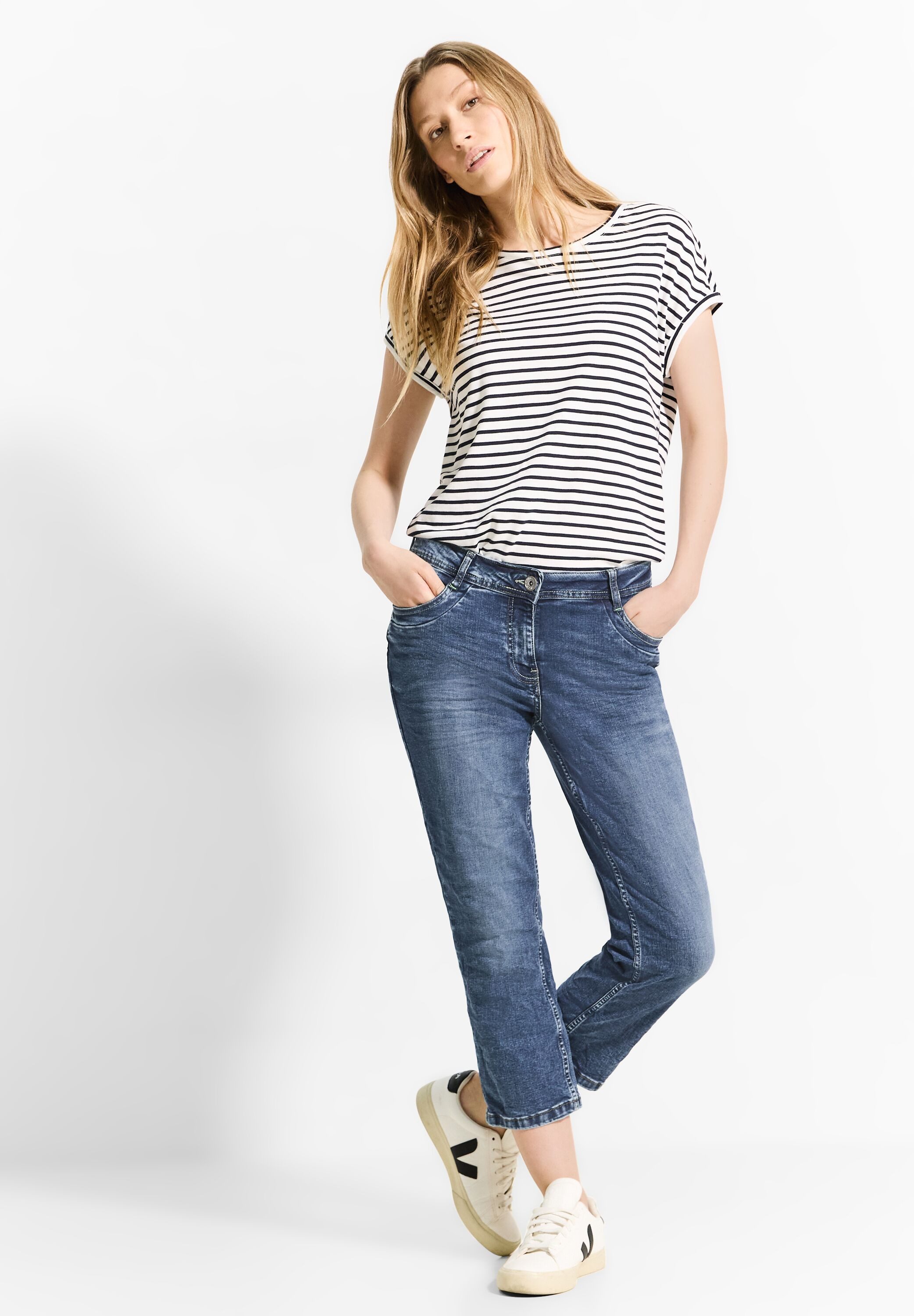 Cecil Regular fit jeans Scarlett met decoratieve naden