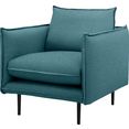 inosign fauteuil somba met dikke opstaande naad en elegante look blauw