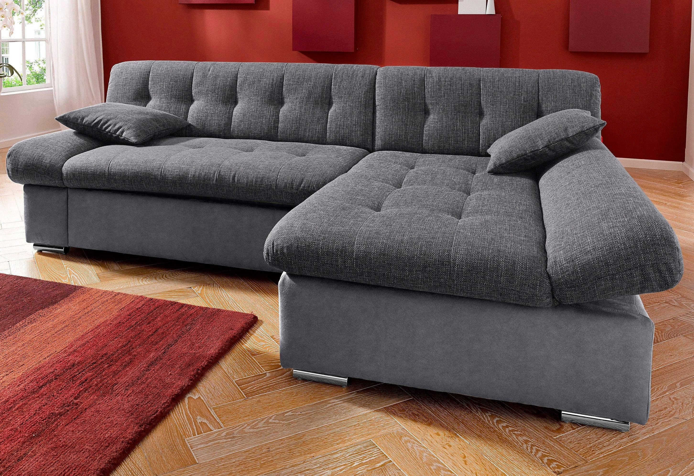 TRENDMANUFAKTUR Hoekbank Reggae, modern en comfortabel, actuele materiaalcombinatie, L-vorm