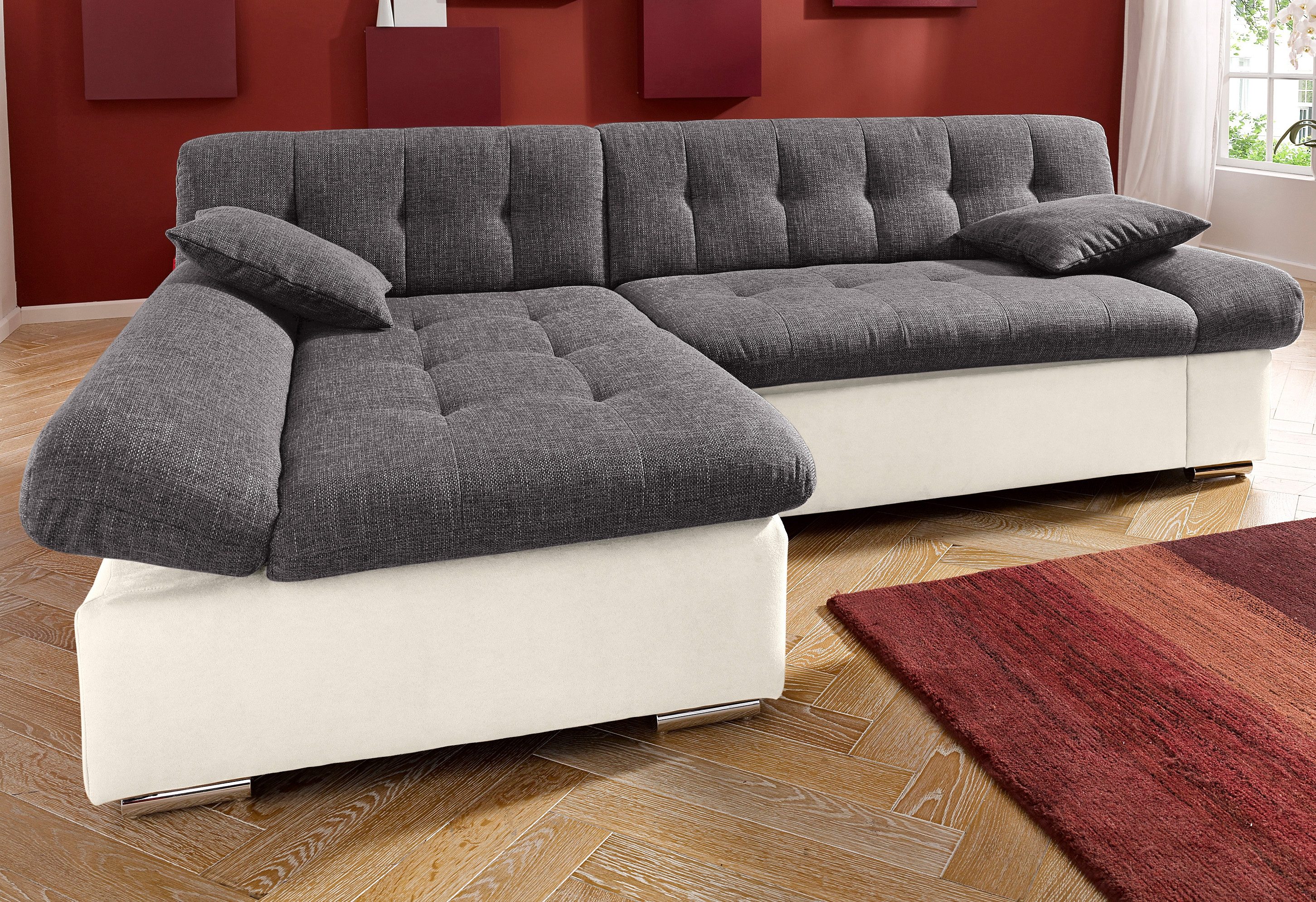 TRENDMANUFAKTUR Hoekbank Reggae, modern en comfortabel, actuele materiaalcombinatie, L-vorm