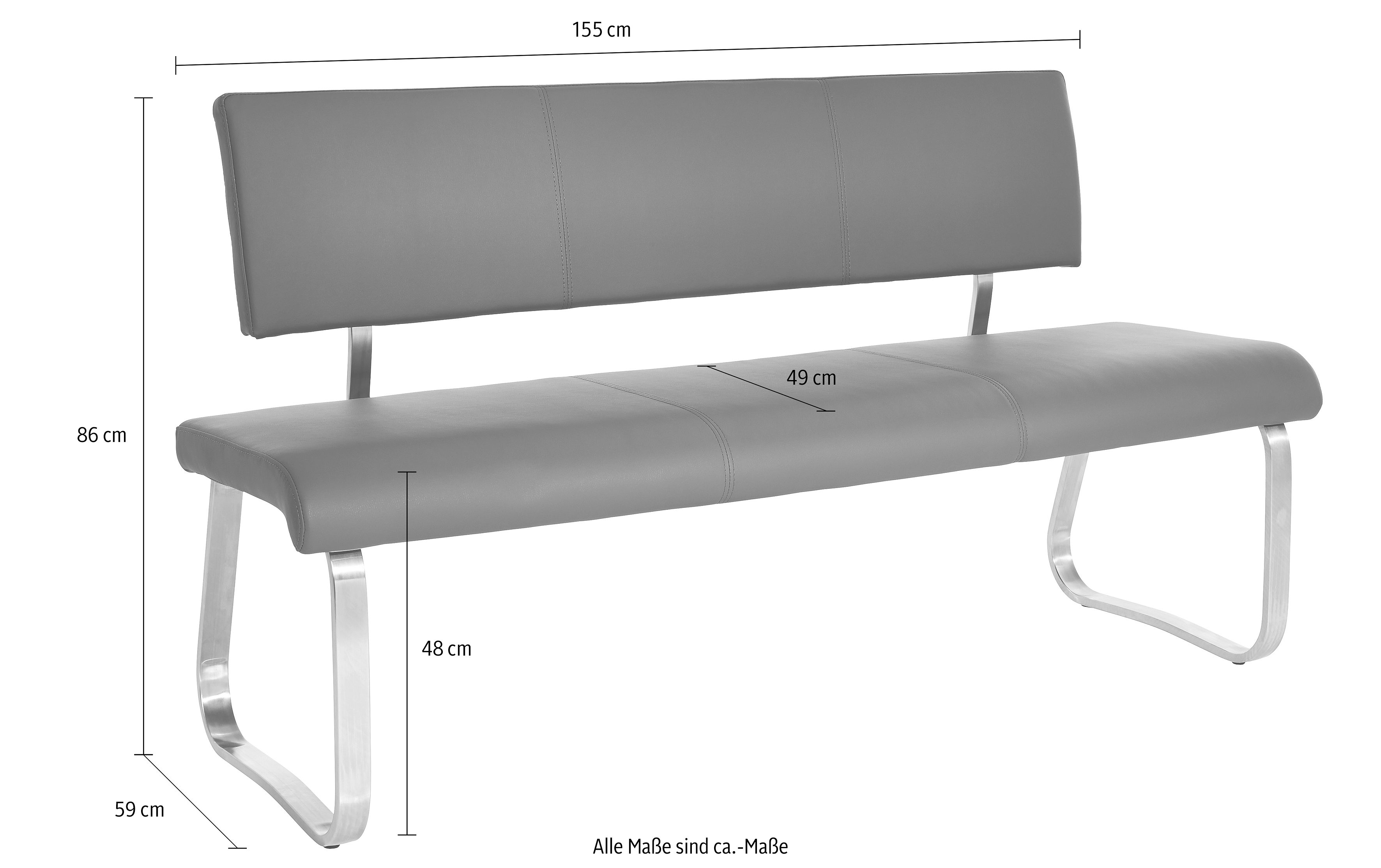 MCA furniture Bank Arco, TOPSELLER! belastbaar tot 280 kg, imitatieleer, in verschillende breedten (1 stuk)