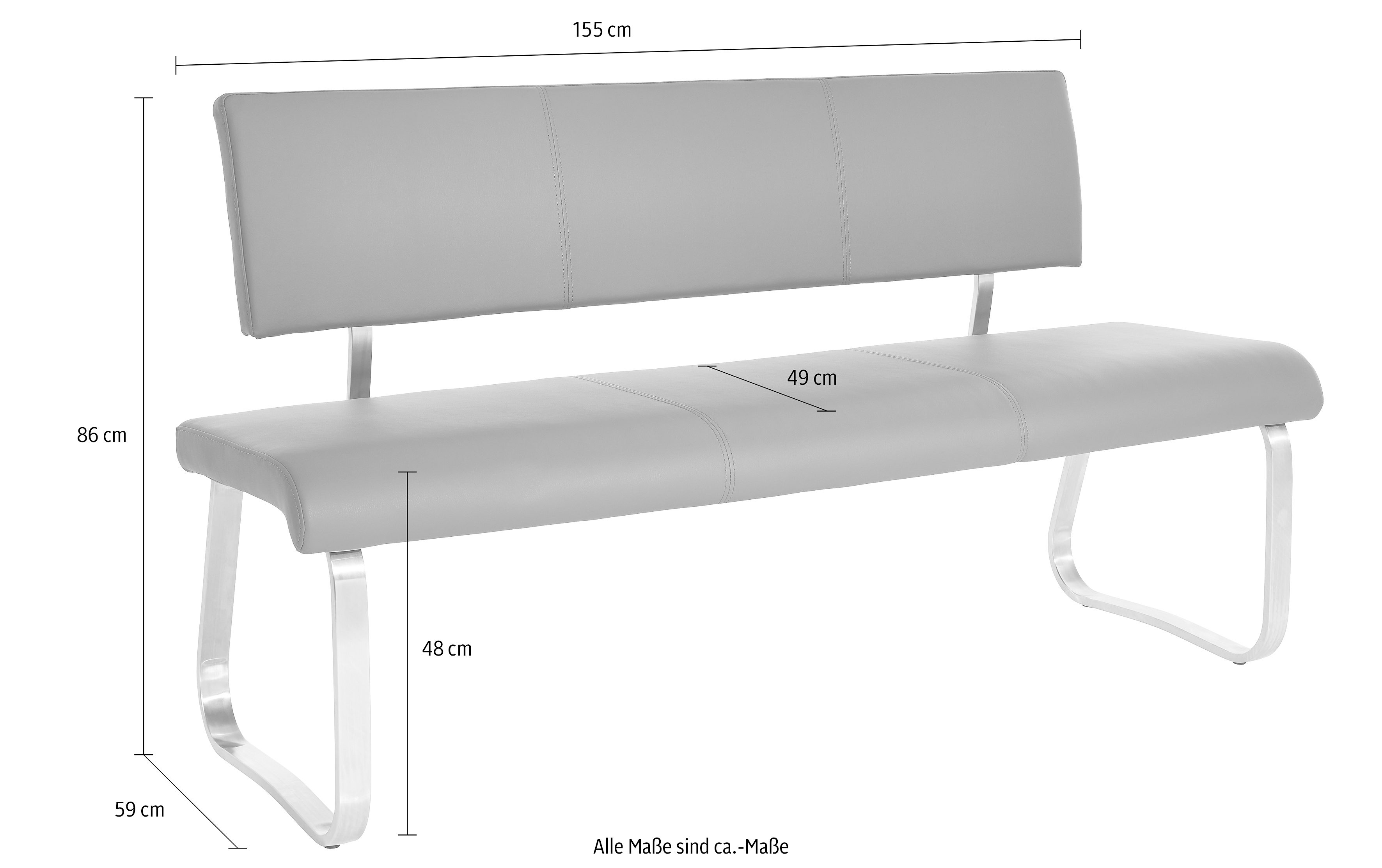 MCA furniture Bank Arco, TOPSELLER! belastbaar tot 280 kg, imitatieleer, in verschillende breedten (1 stuk)