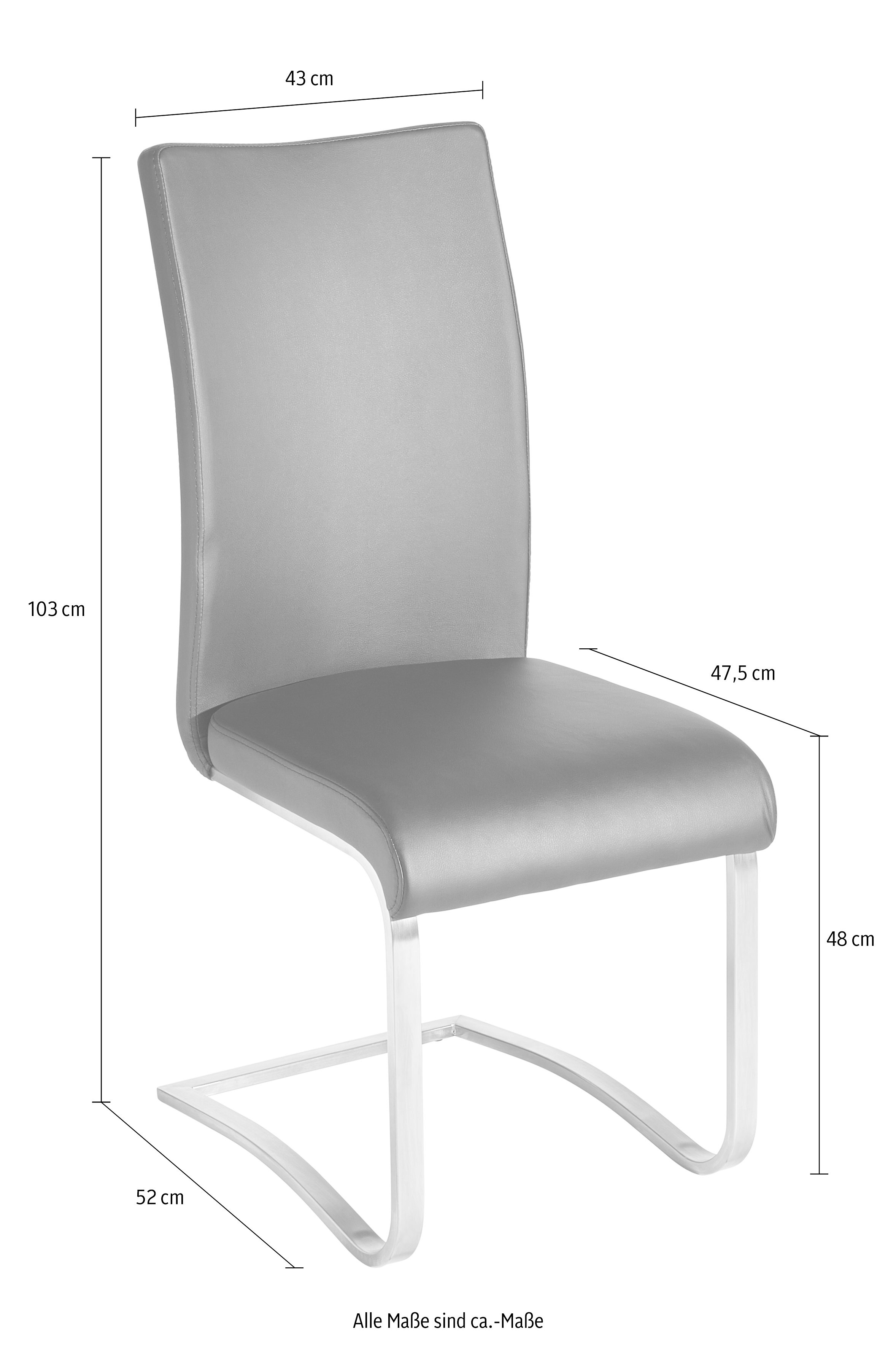 MCA furniture Vrijdragende stoel Arco Stoel overtrokken met echt leer, belastbaar tot 130 kg (2 stuks)