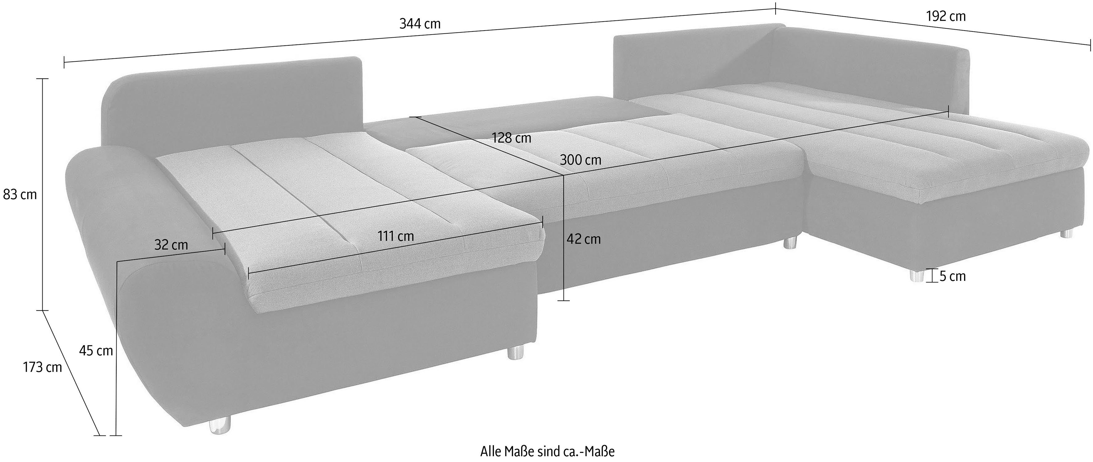 sit&more Zithoek Bandos U-vorm in 2 verschillende maten, naar keuze met slaapfunctie + bedkist
