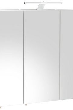 schildmeyer spiegelkast roma breedte 70 cm, 3-deurs, ledverlichting, schakelaar--stekkerdoos, glasplateaus, made in germany wit