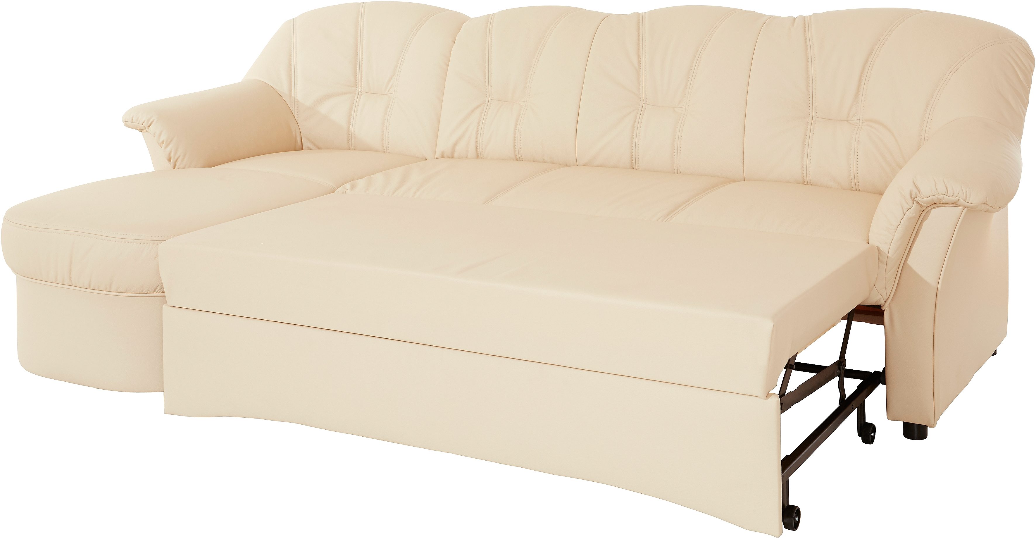 DOMO collection Hoekbank Flores slaapbank, B/D/H: 233/142/86 cm, L-vorm naar keuze met slaapfunctie, naar keuze met binnenvering, ook in leer