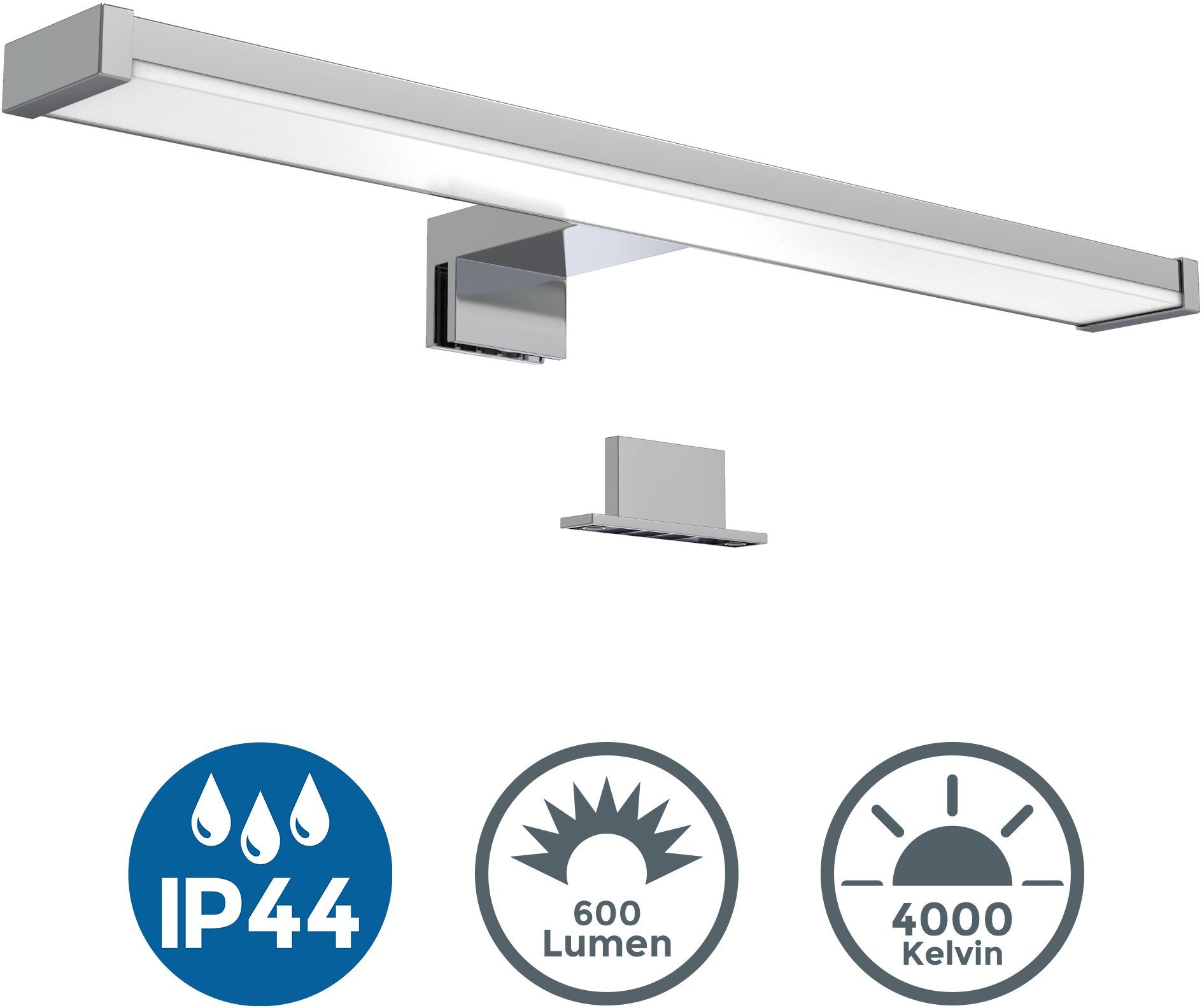 B.K.Licht Spiegellamp Spiegel lamp, badlamp, make-up licht, neutraal-wit, 600 lumen, IP44