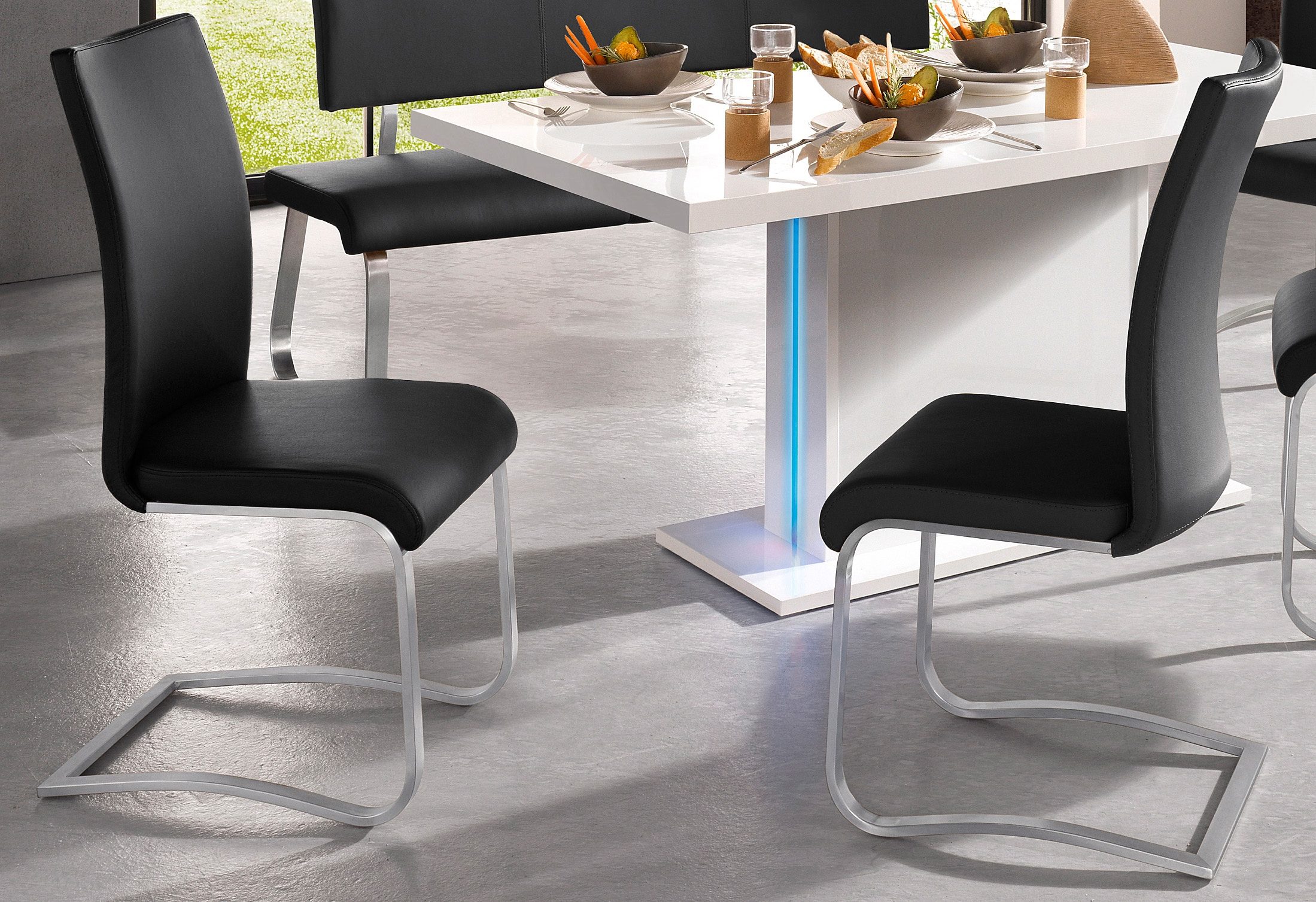 MCA furniture Vrijdragende stoel Arco Stoel overtrokken met echt leer, belastbaar tot 130 kg (2 stuks)