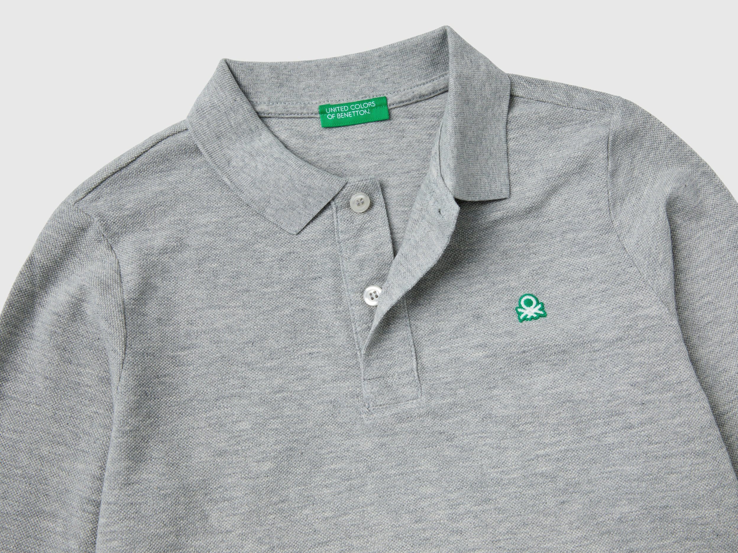 United Colors of Benetton Poloshirt met lange mouwen met logoborduursel op de borst