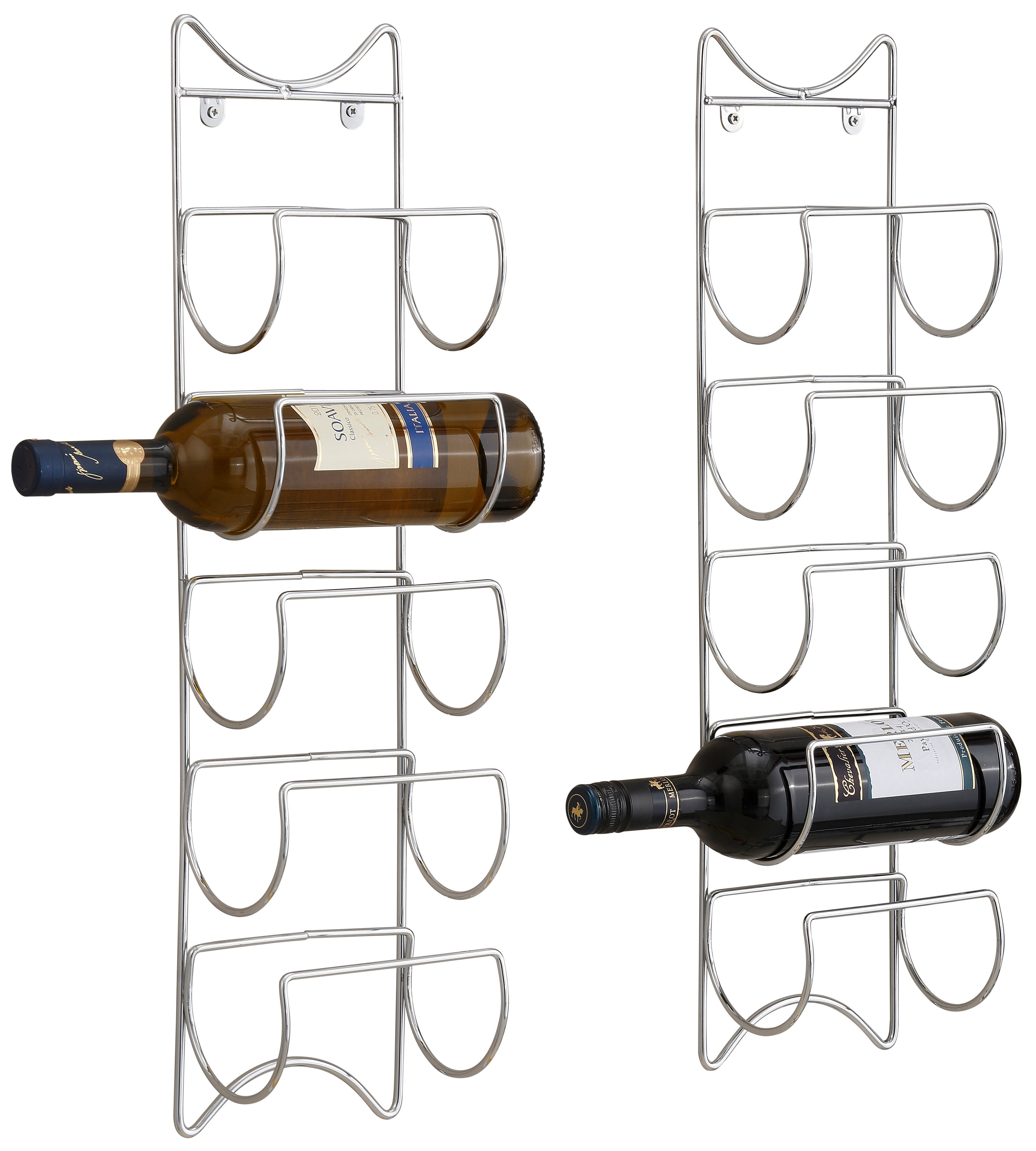 Zeller Present Flessenrek uit hoogwaardig verchroomd metaal vervaardigd (set, 2 stuks)