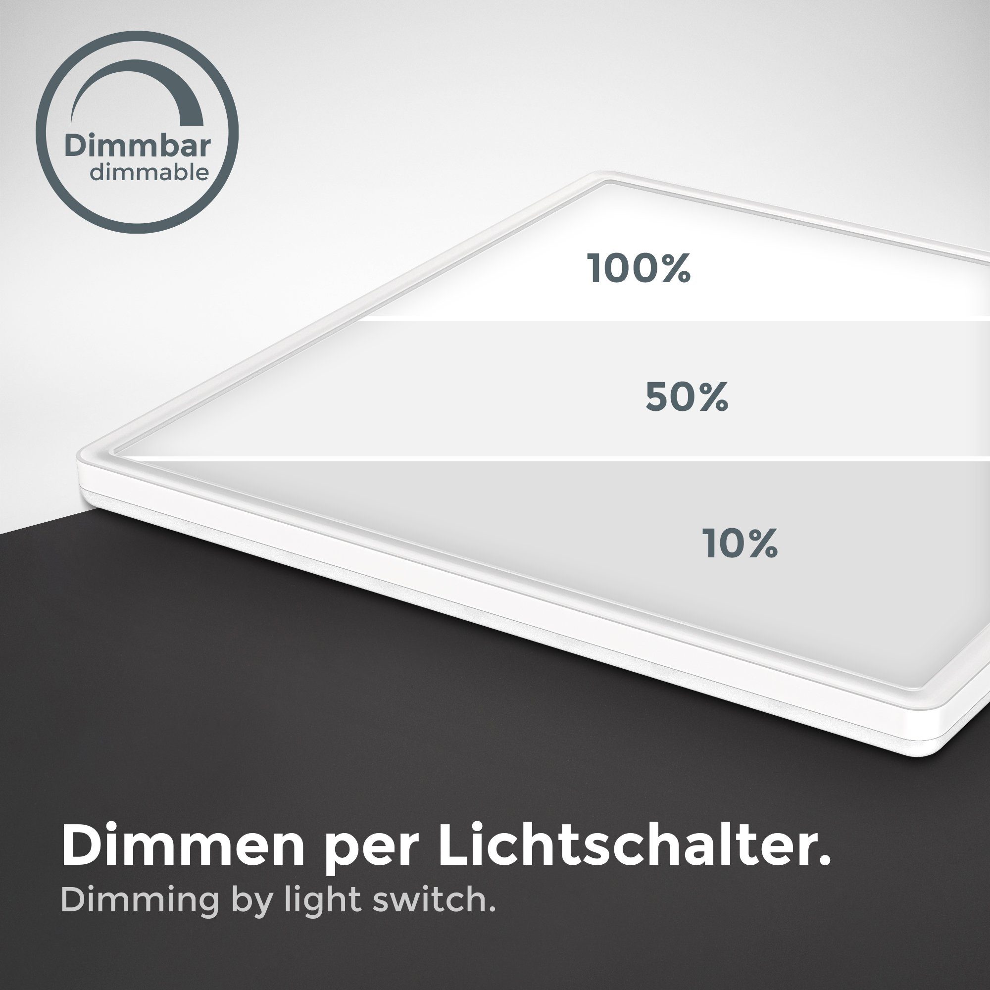 B.K.Licht Scherm Plafondlamp, dimbaar, ultra-dun, indirect licht, neutraal wit (1 stuk)