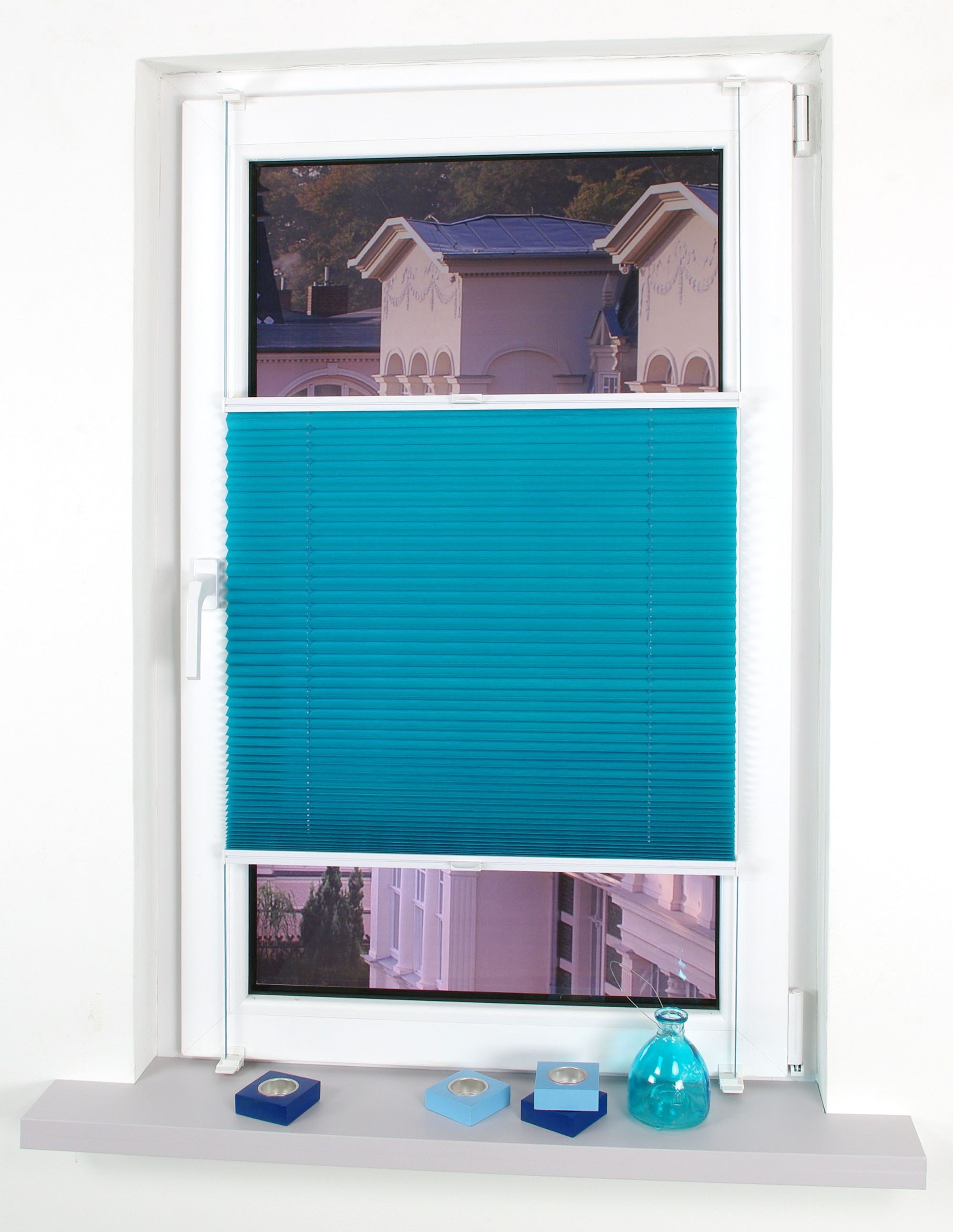 Liedeco Plissé Klemmfix-plissé YOUNG COLOURS (1 stuk) plisségordijnen maat H/B: 150/80 cm blauw
