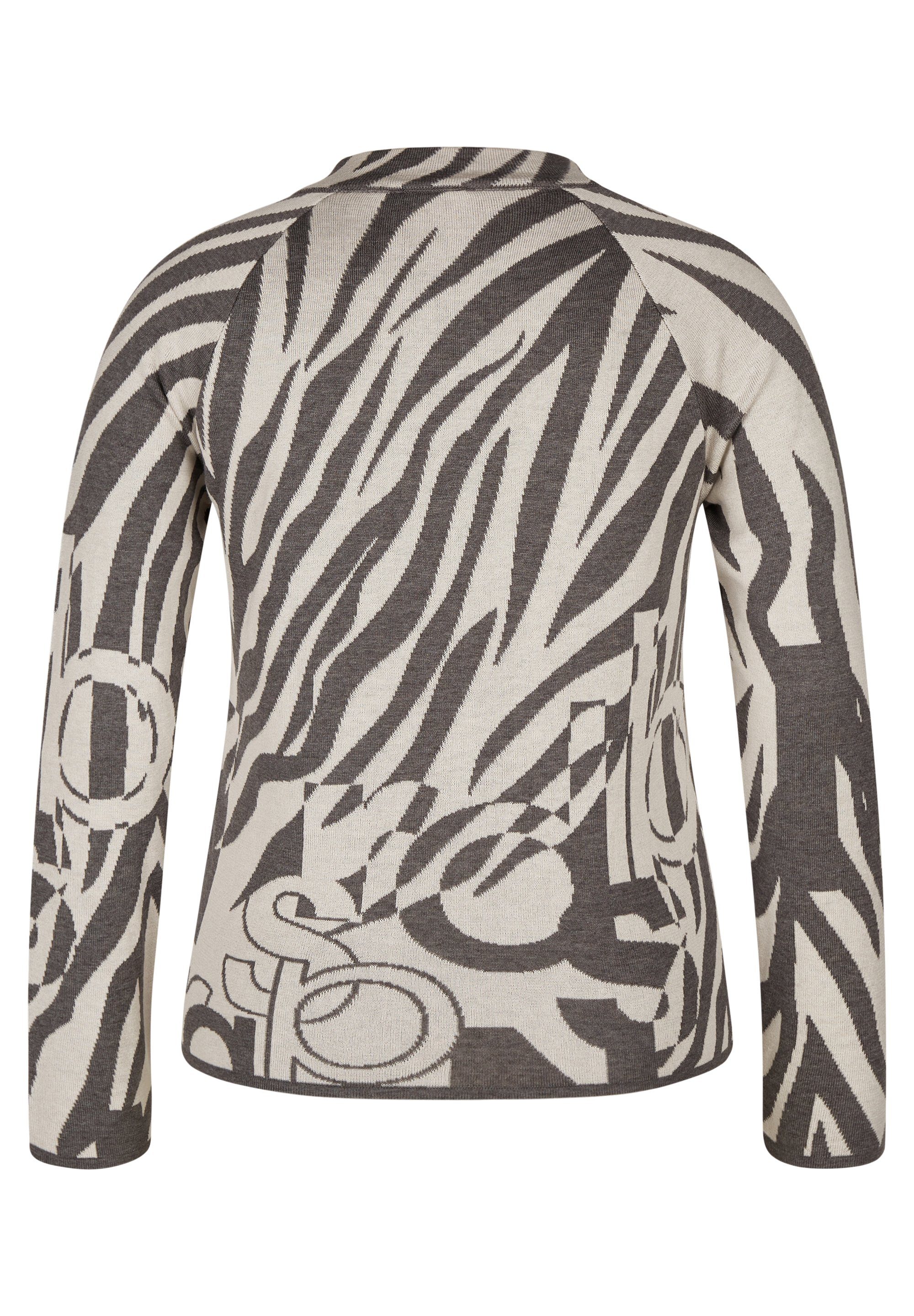 Rabe Trui met staande kraag met abstract allover-ontwerp