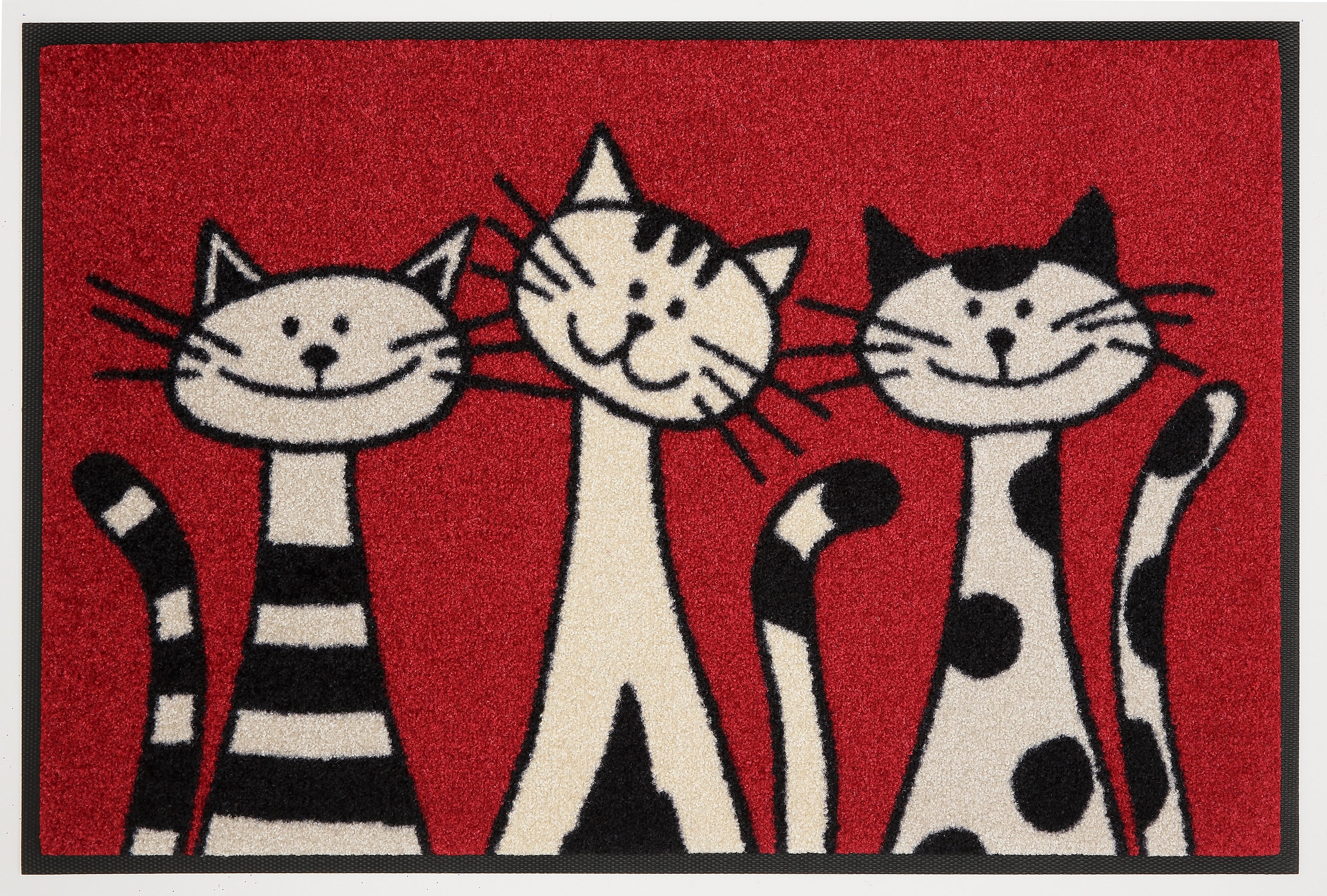 wash+dry by Kleen-Tex Mat Three Cats Inloopmat, motief poezen, antislip, wasbaar