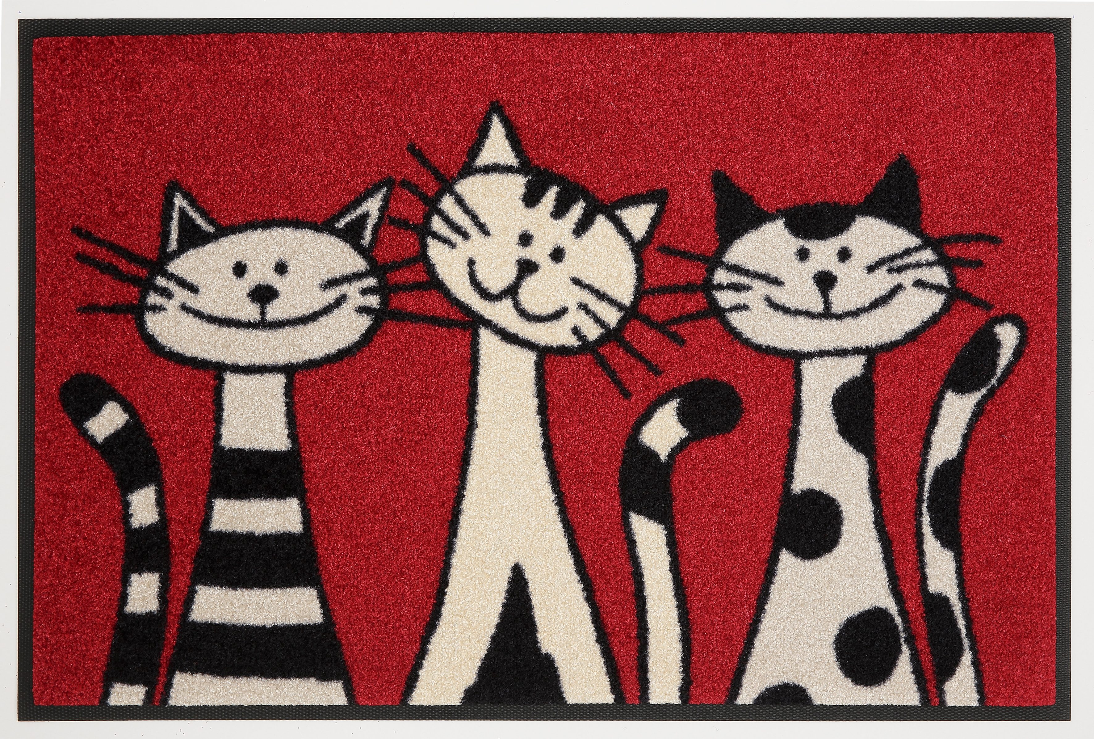 wash+dry by Kleen-Tex Mat Three Cats Inloopmat, motief poezen, antislip, geschikt voor binnen en buiten, wasbaar