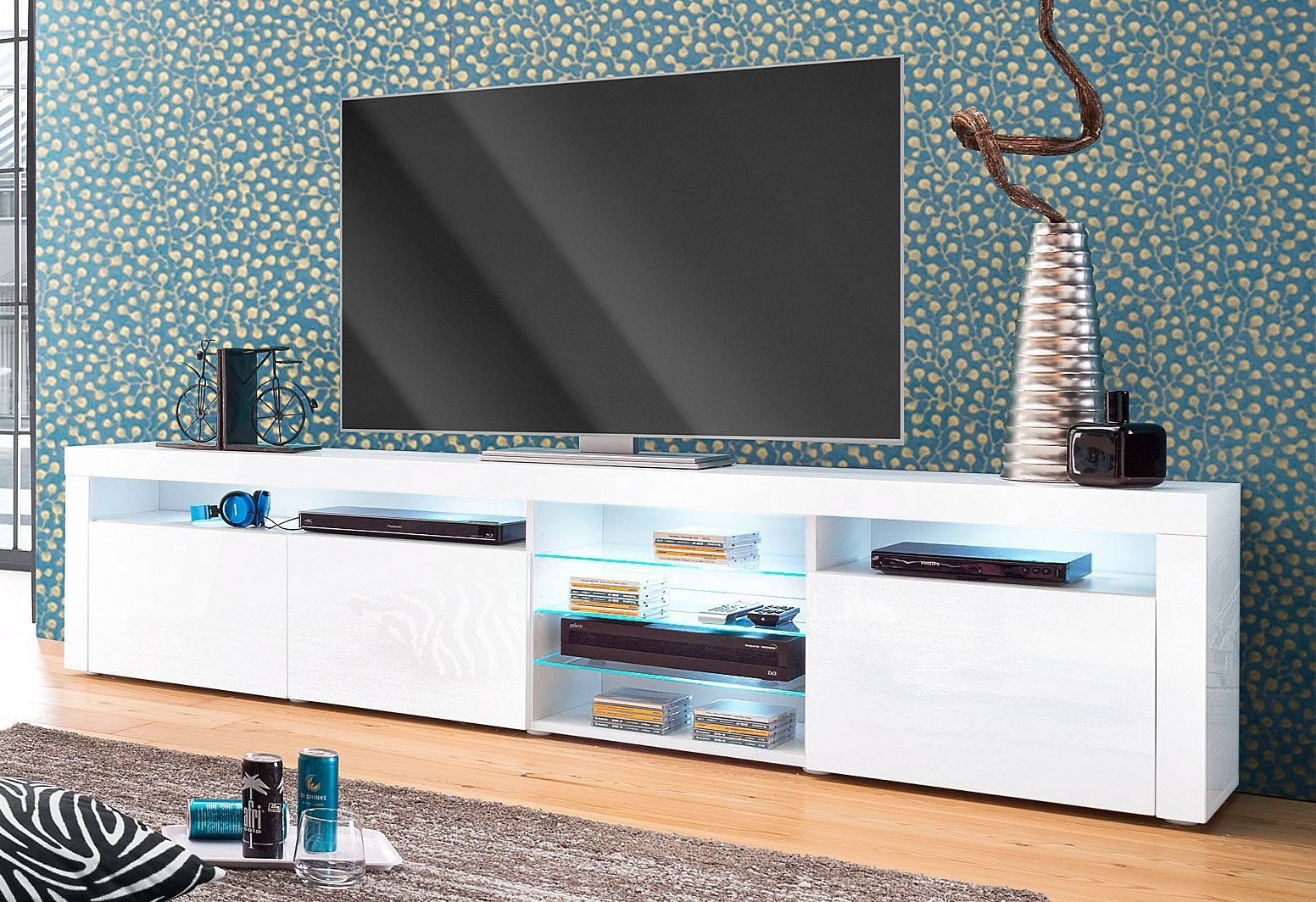 borchardt Möbel Tv-meubel Santa Fe Breedte 200 cm lowboards maat 200x35x49 cm wit