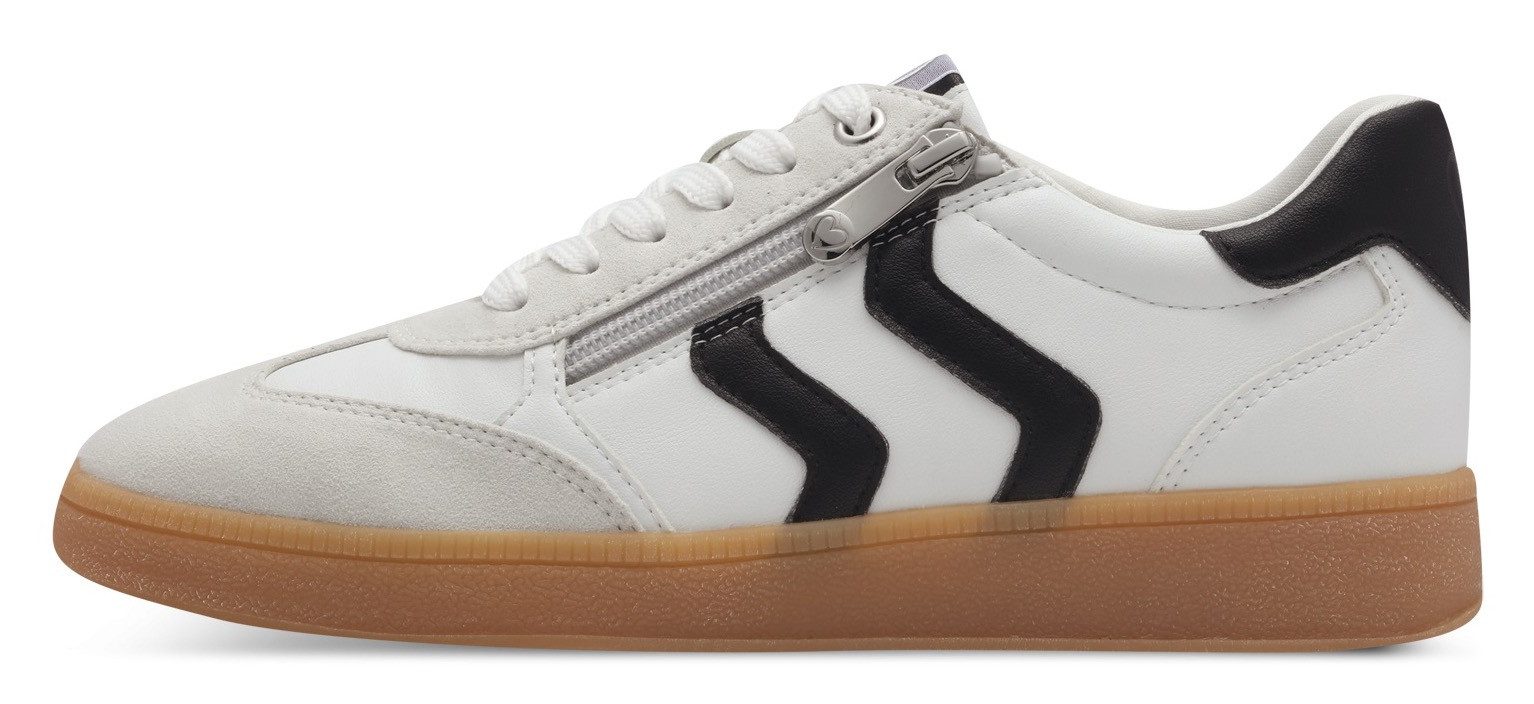 Marco Tozzi Plateausneakers vrijetijdsschoen, lage schoen, veterschoen met contrast bies