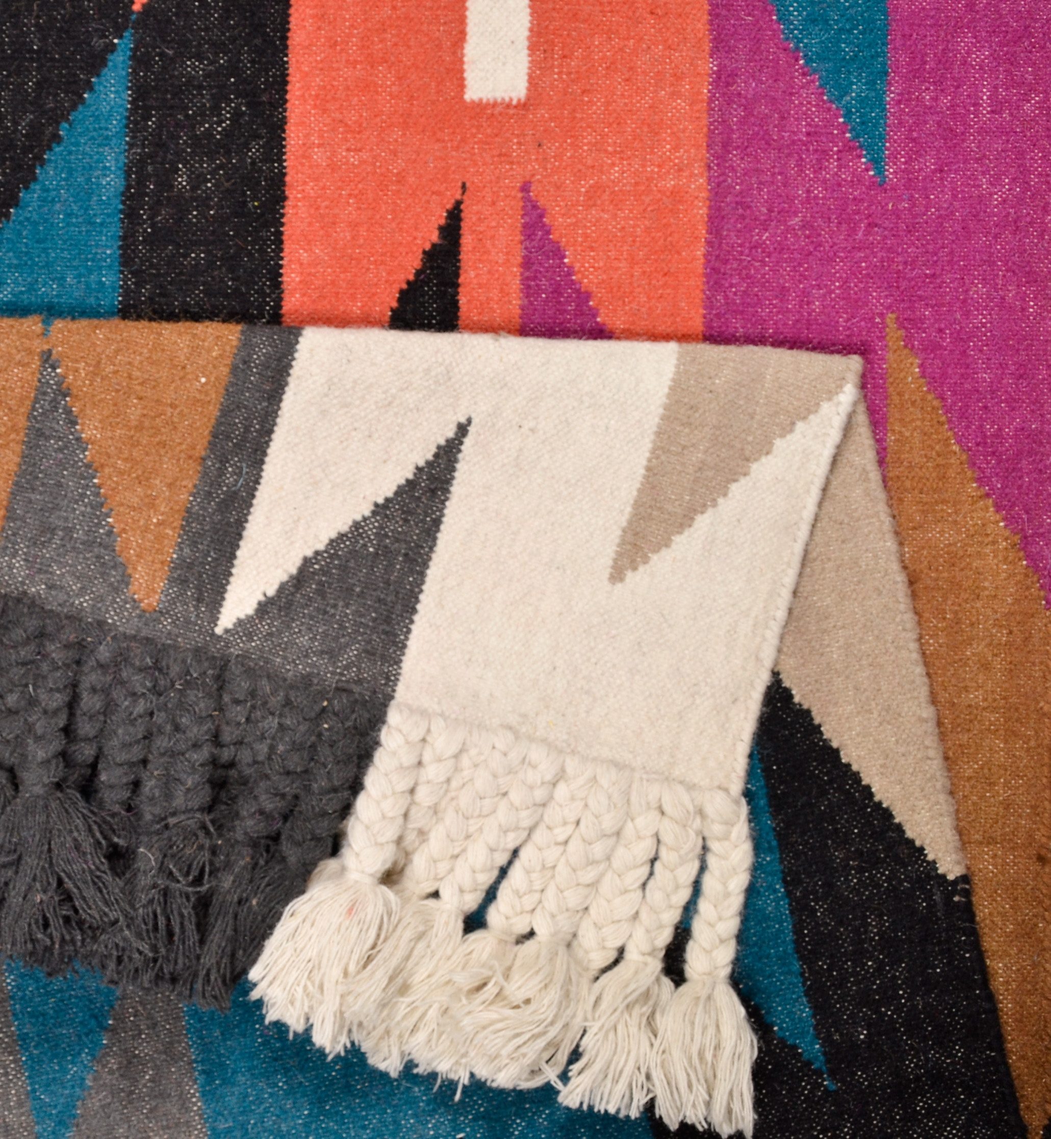 TOM TAILOR HOME Vloerkleed Funky Kelim Platweefsel, puur katoen, met de hand geweven, met franje, boho-stijl