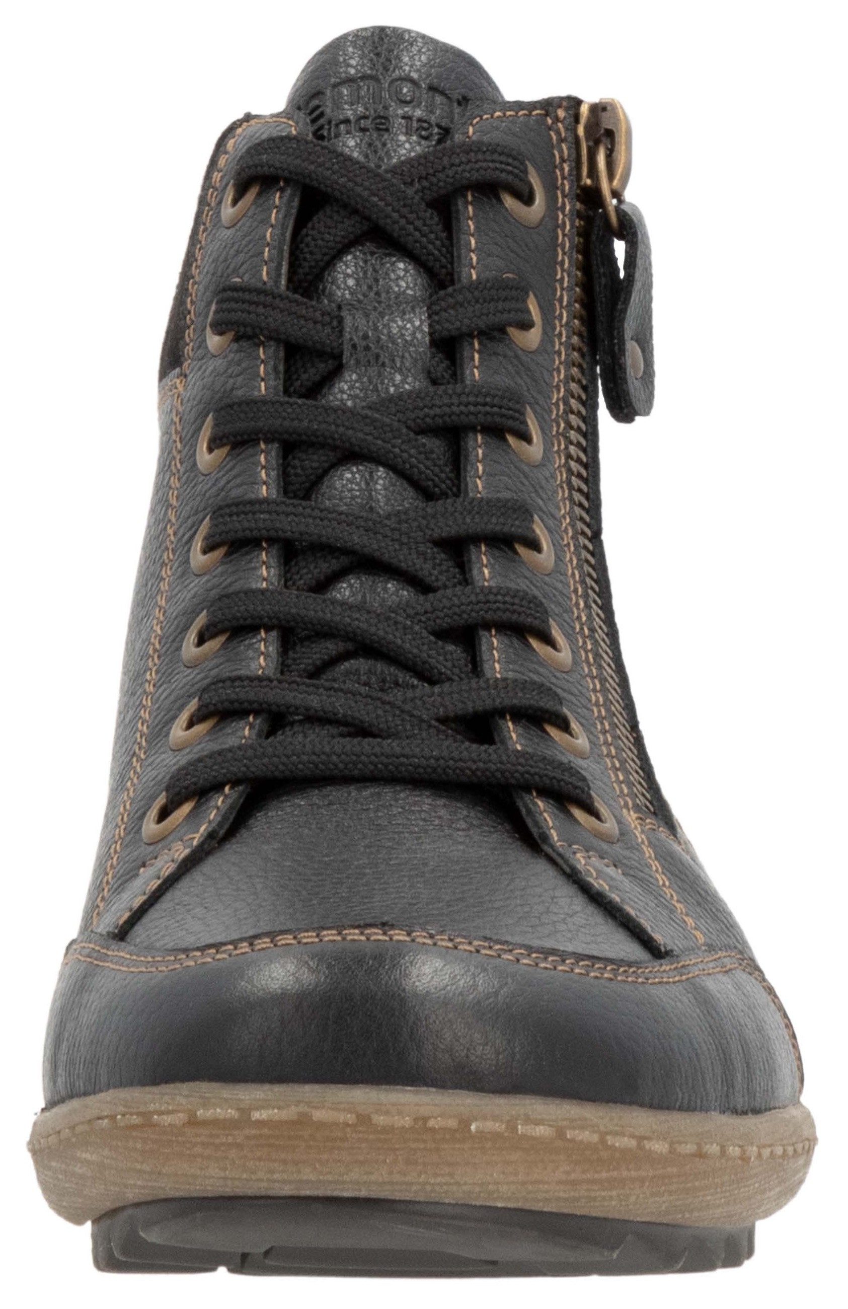 Remonte Veterschoenen flats, comfort schoen, enkellaars met logo-embossing en contraststiksels