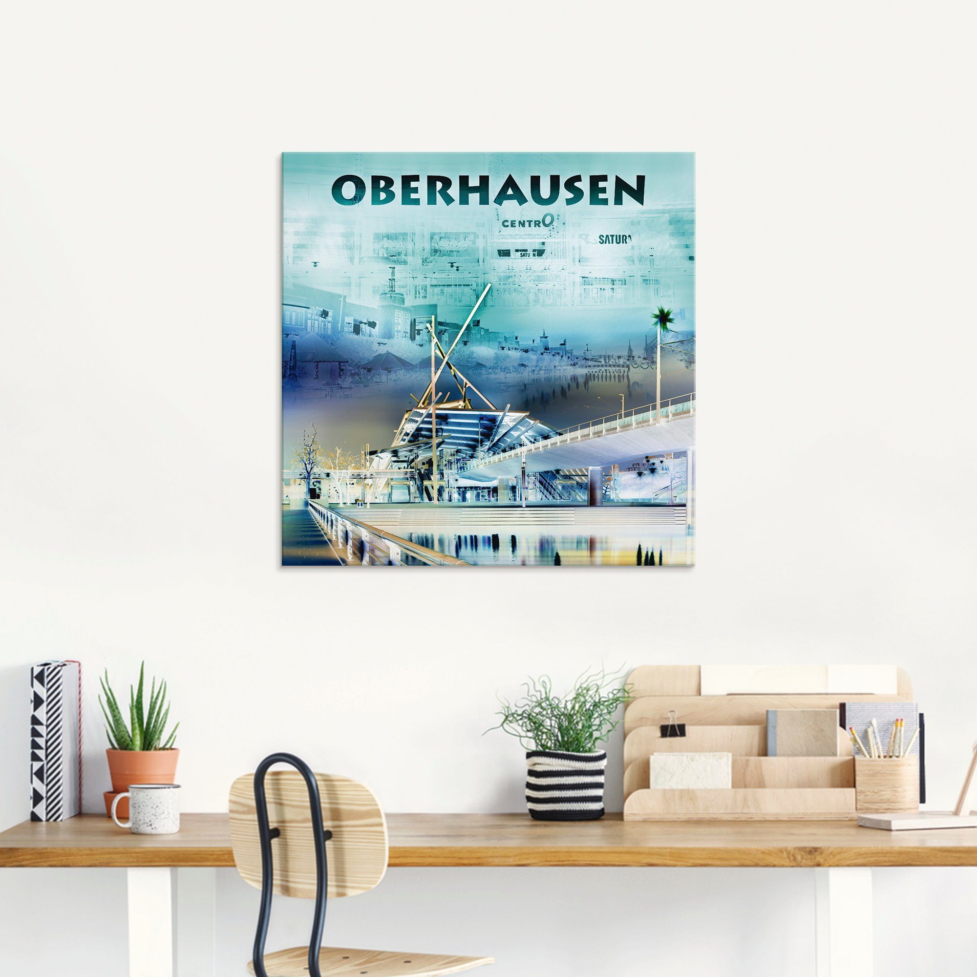 Artland Print op glas Oberhausen skyline abstracte collage
