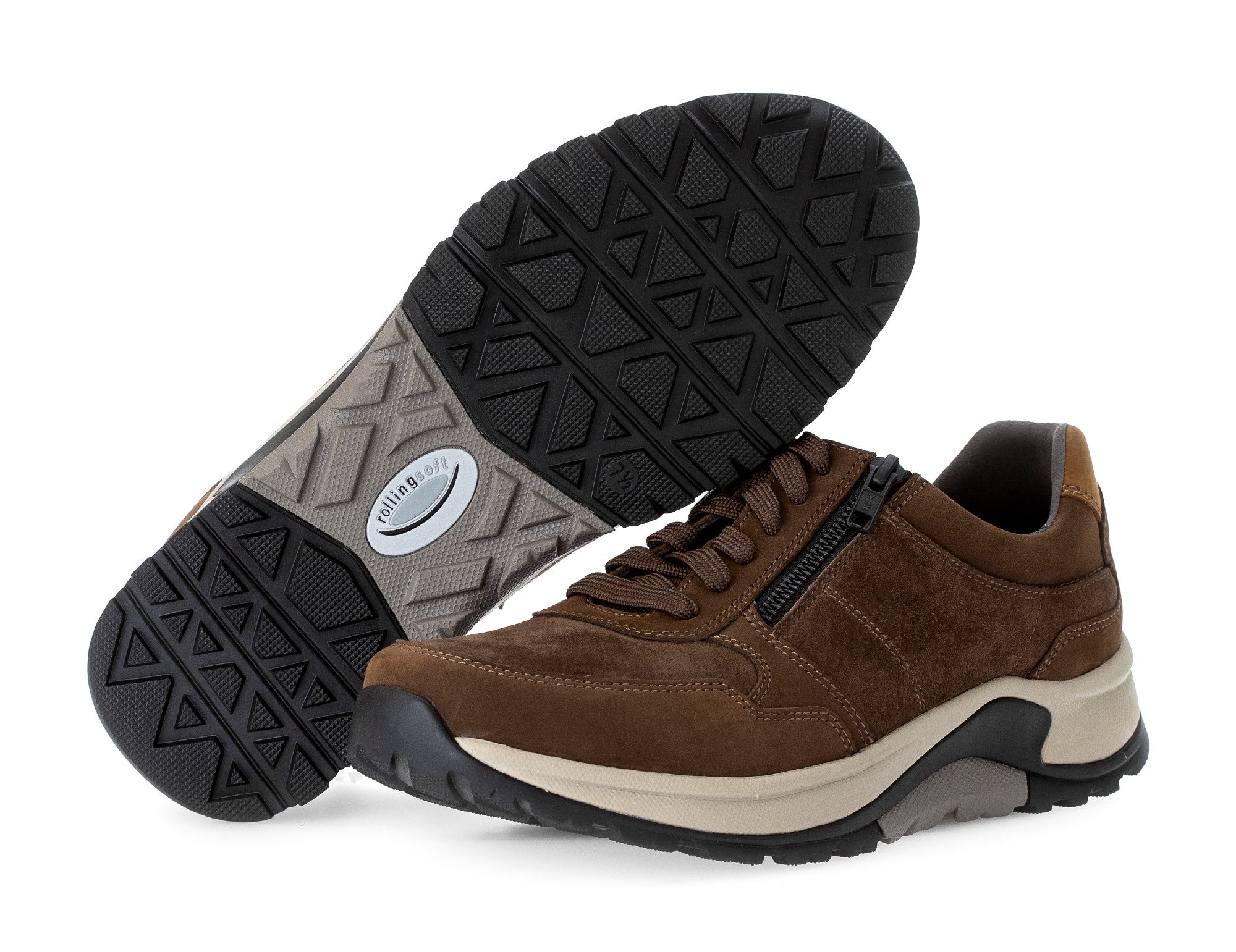 Gabor Rollingsoft Sneakers met sleehak , comfort schoen, veterschoen, lage schoen in breedte g 1/2 (= breed)