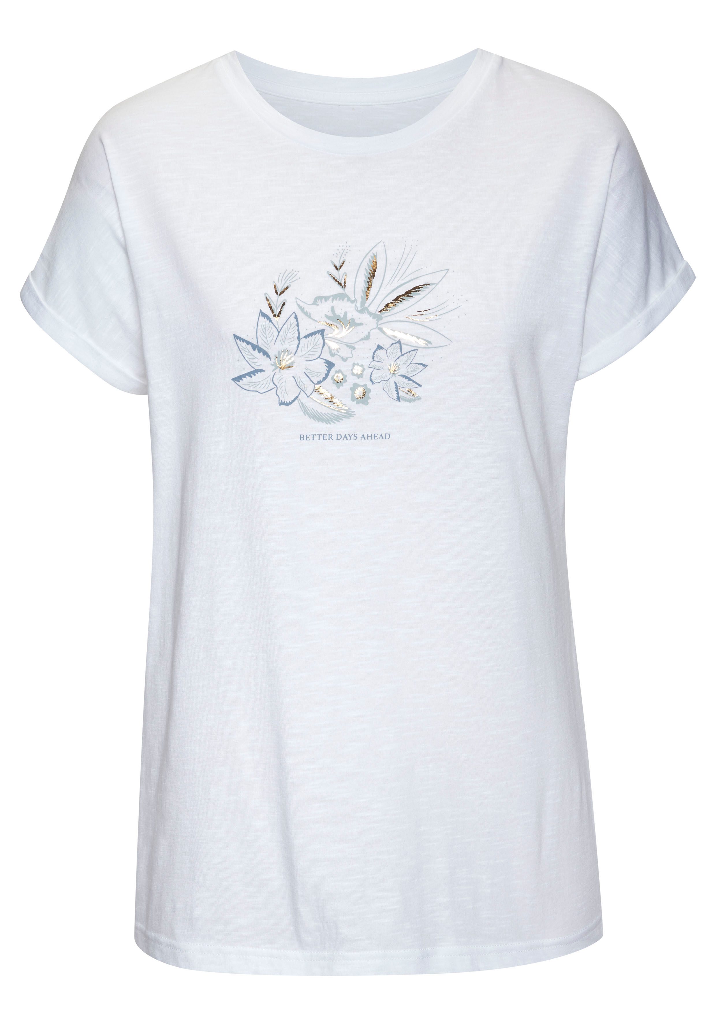 Vivance T-shirt Met goudkleurig glanzend folieprint