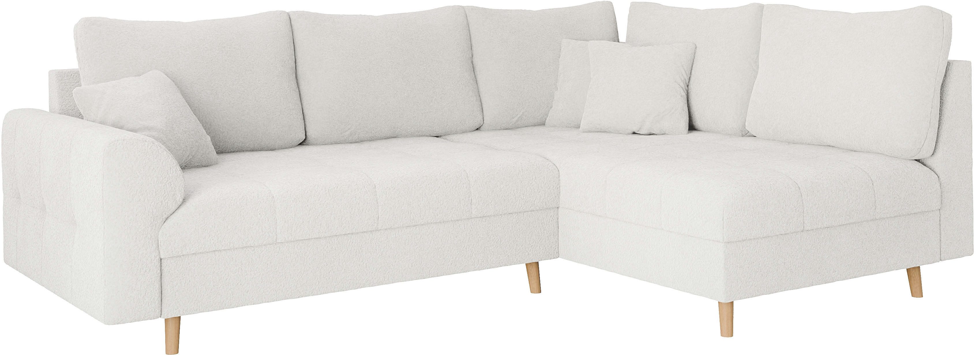 Home affaire Hoekbank CHARRE L-vorm met ottomane, afmetingen B/D/H: 231/161/81 cm fijne stiksels, losse rug- en sierkussens, ook in cord en bouclé