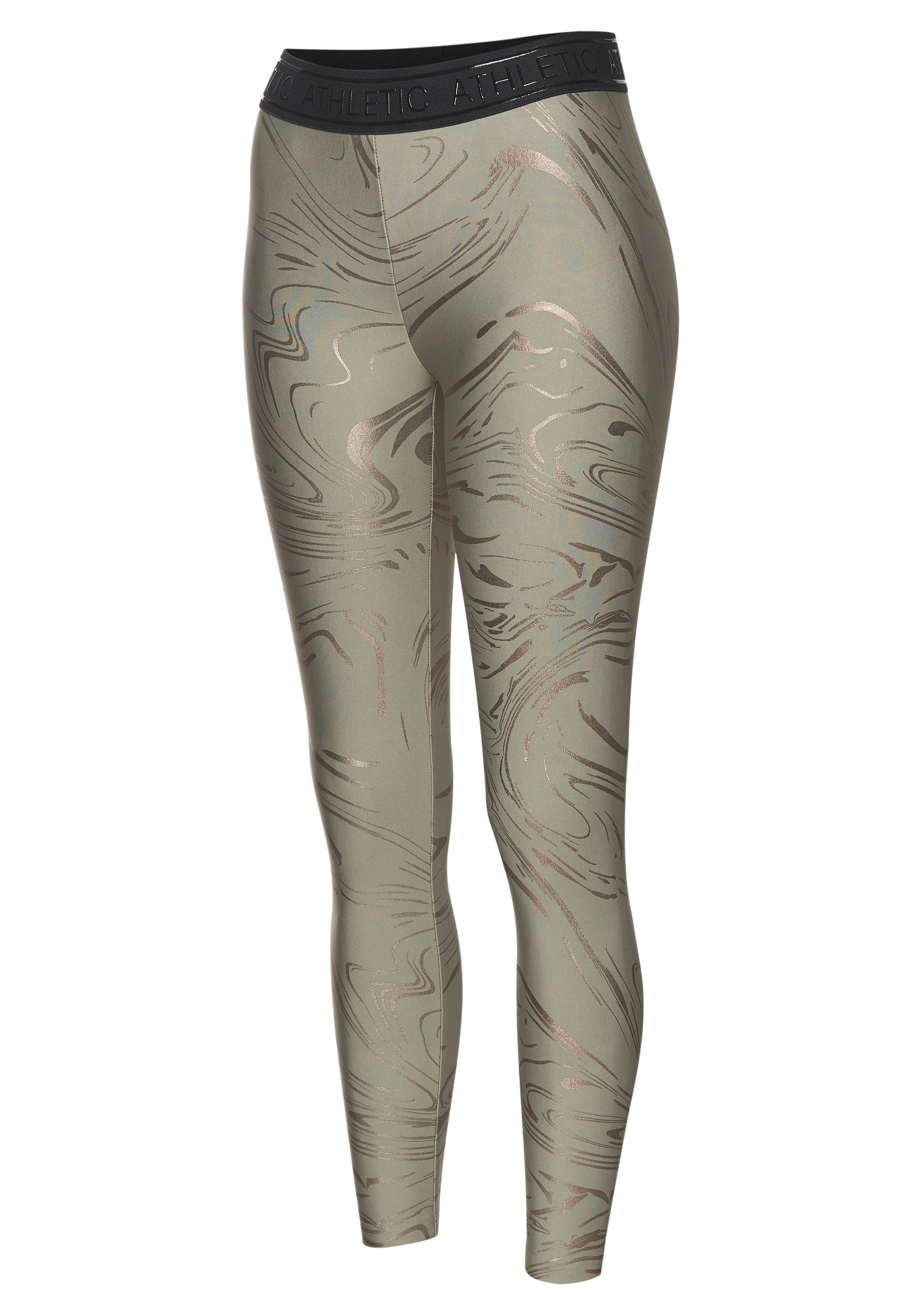 active by Lascana Functionele legging Sportleggings met glanzende print en 3D-tekst