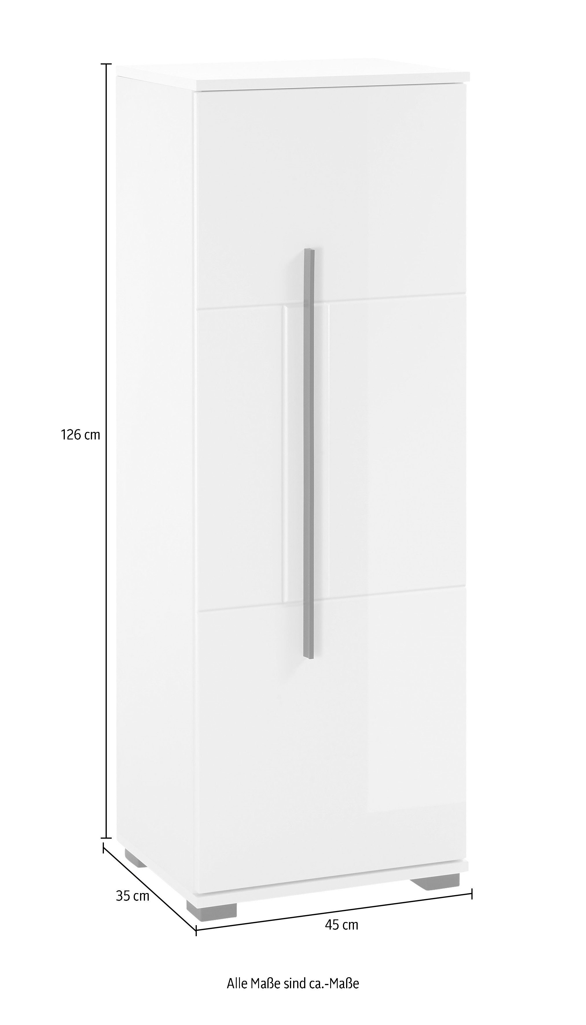 INOSIGN Halfhoge kast Cantara, Badschrank in Hochglanz Weiß, Schrank im modernen Design