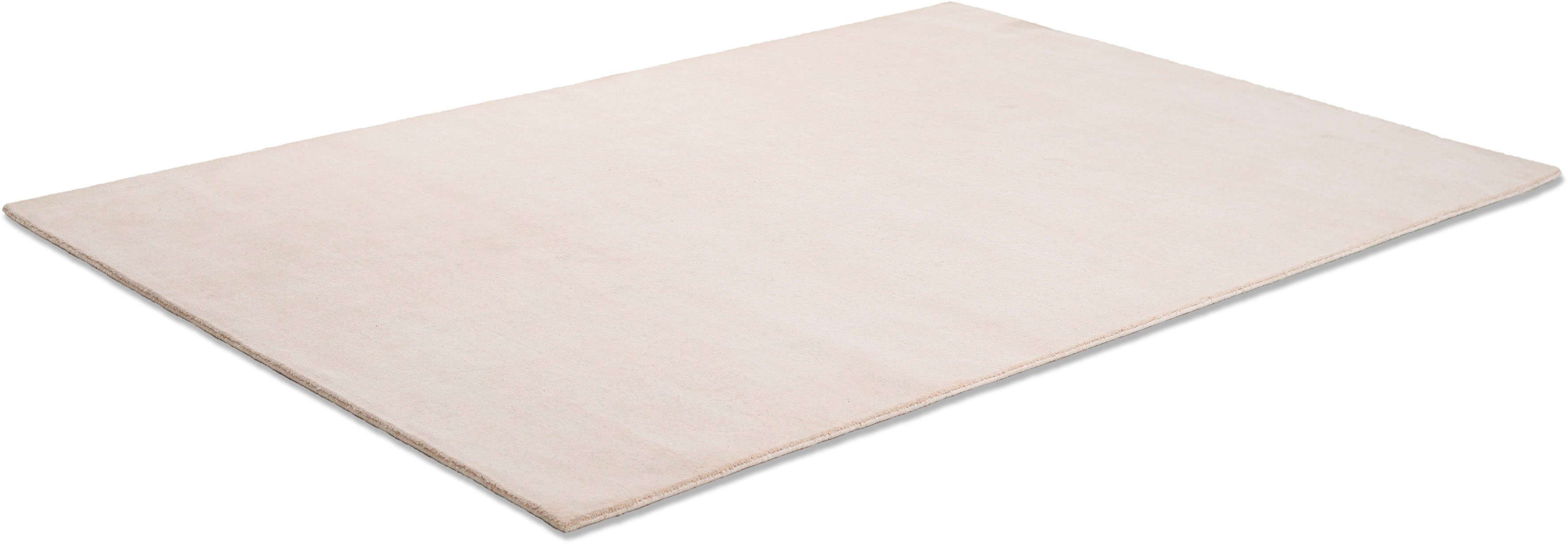 Sansibar Wollen kleed List Kortpolig, handgeweven tapijt, effen kleuren, 100% wol, handgeweven wollen vloerkleden maat 70 cm x 140 cm x 13 mm beige