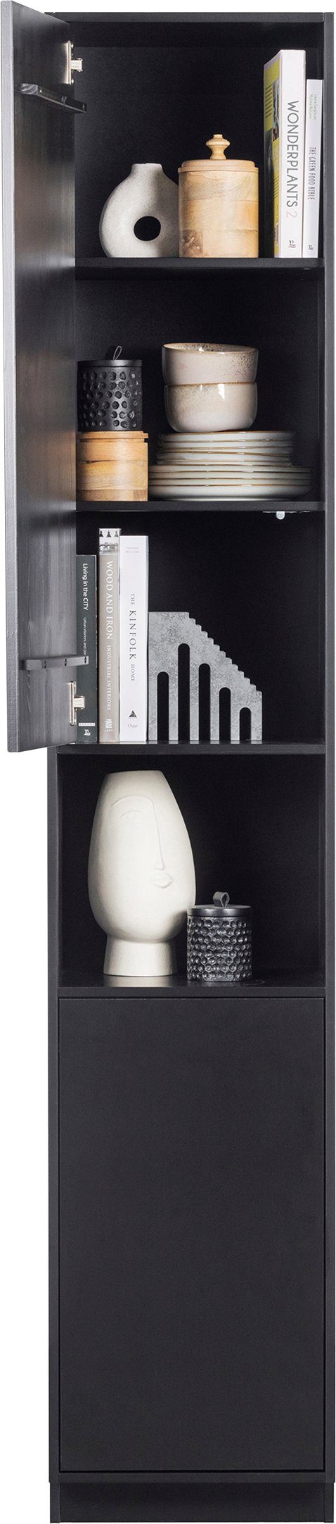 WOOOD Vitrinekast Finca met push-to-open systeem, hoogte 210 cm x breedte 110 cm