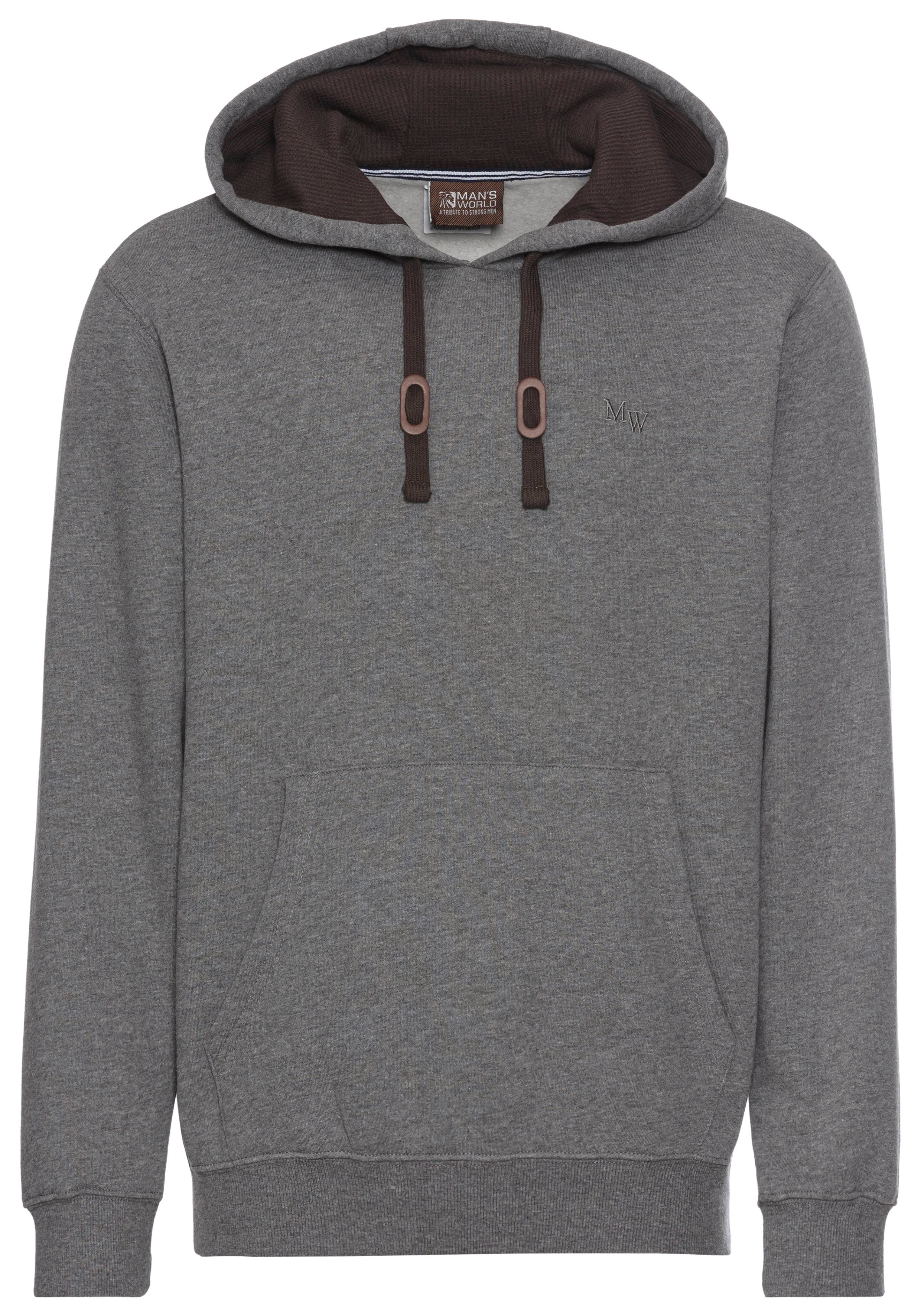 Man's World Hoodie lange mouwen, losse pasvorm, effen, met capuchon