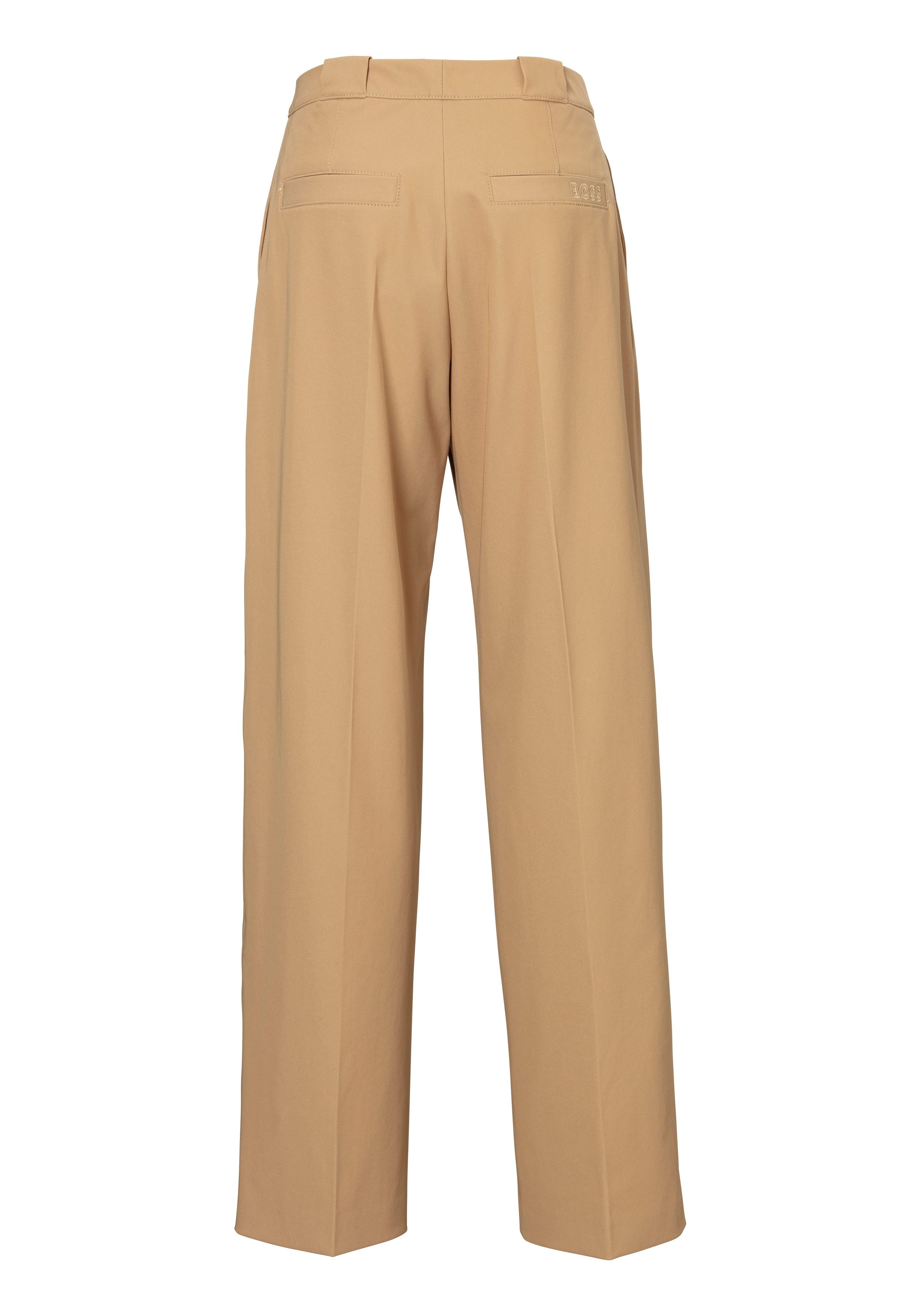 Boss Orange Bandplooibroek Tansura Premium Damesmode met boss borduursel, tailleplooi, riemlussen